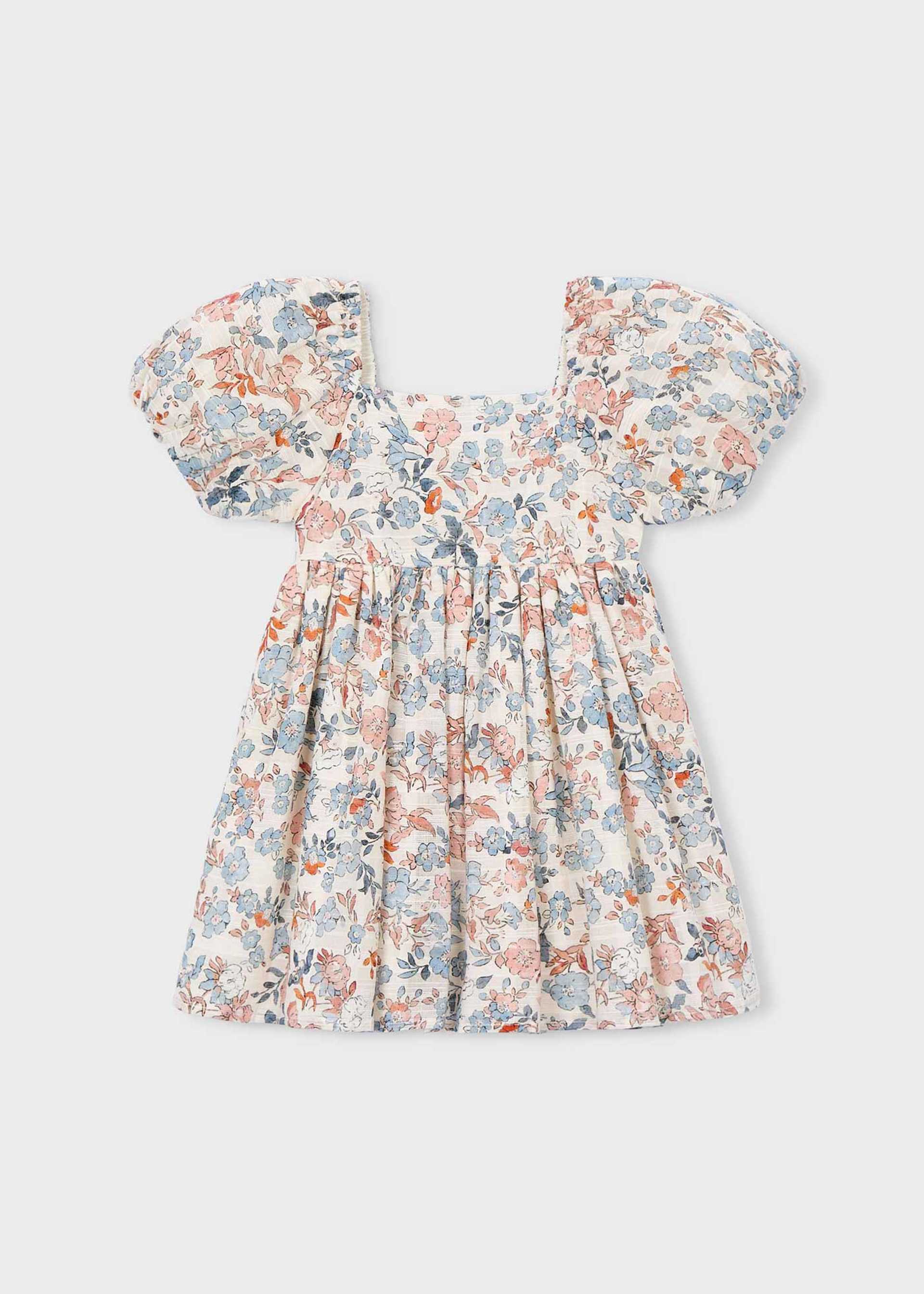 Vestido flores manga abalonada menina