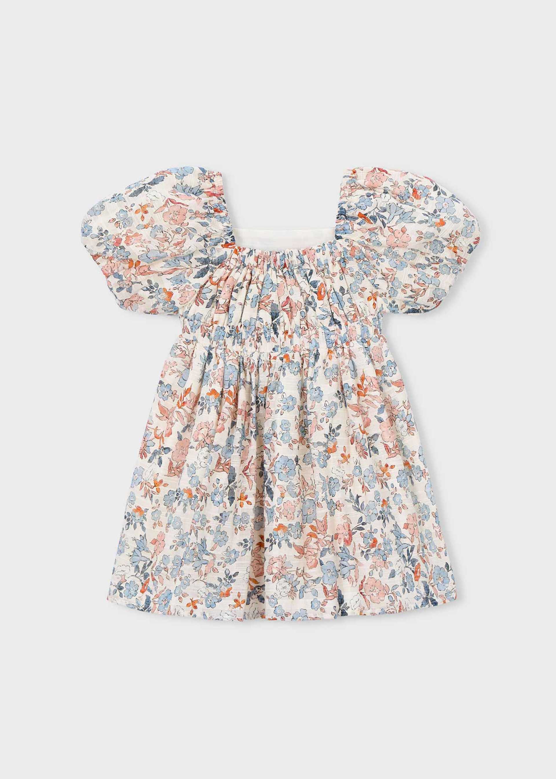 Vestido flores manga abalonada menina