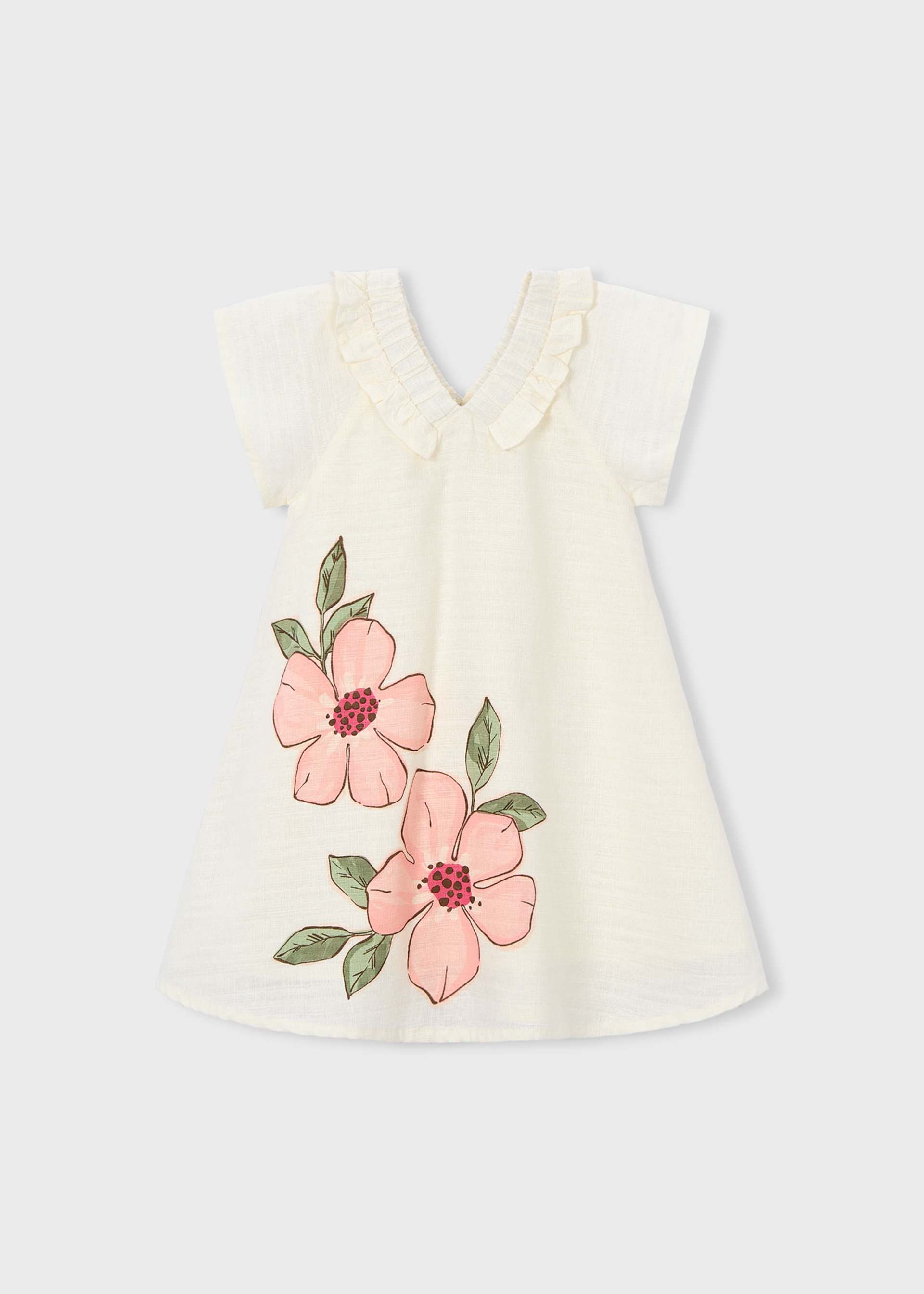 Vestido con lino flores niña