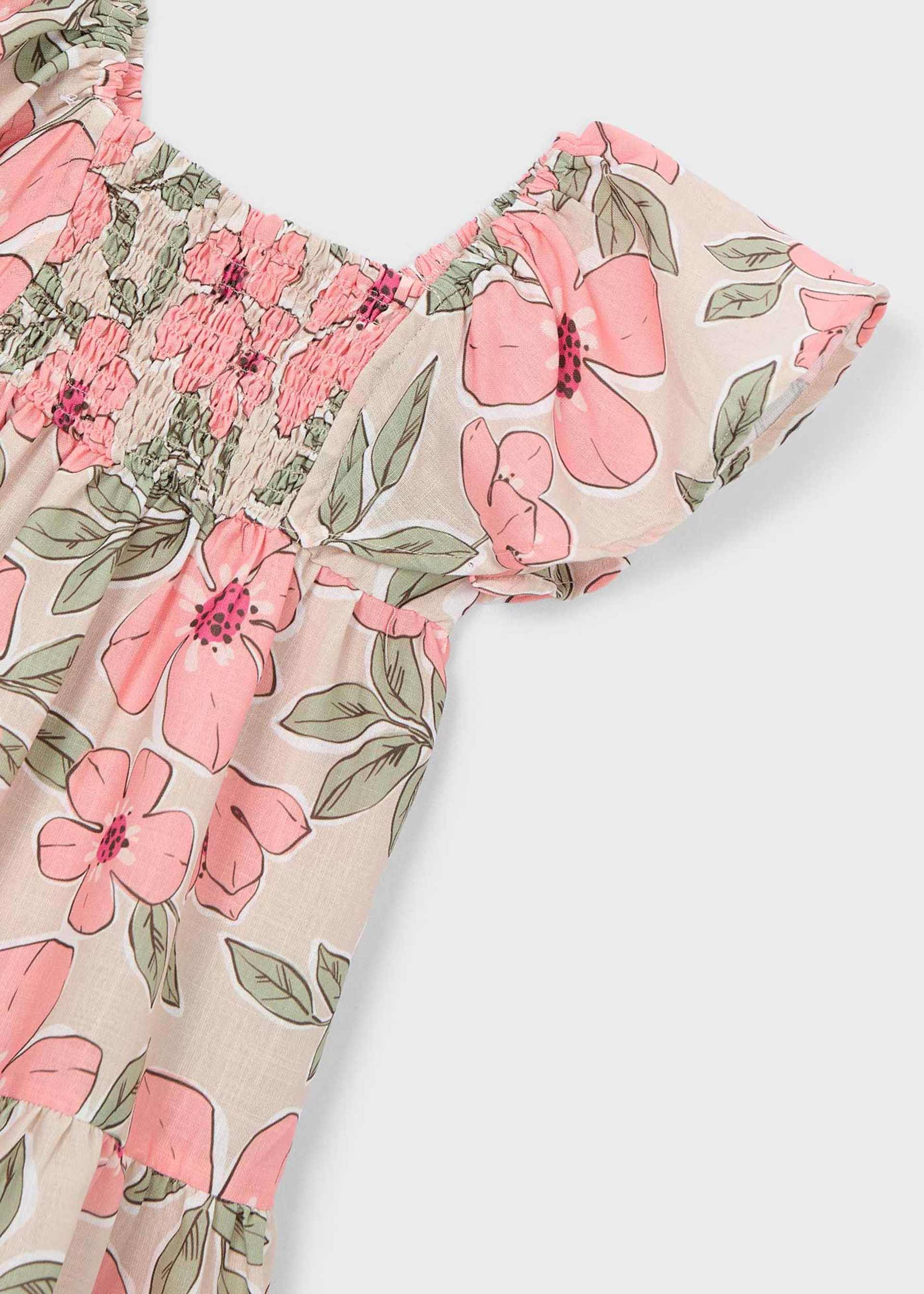 Vestido estampado nido de abeja niña