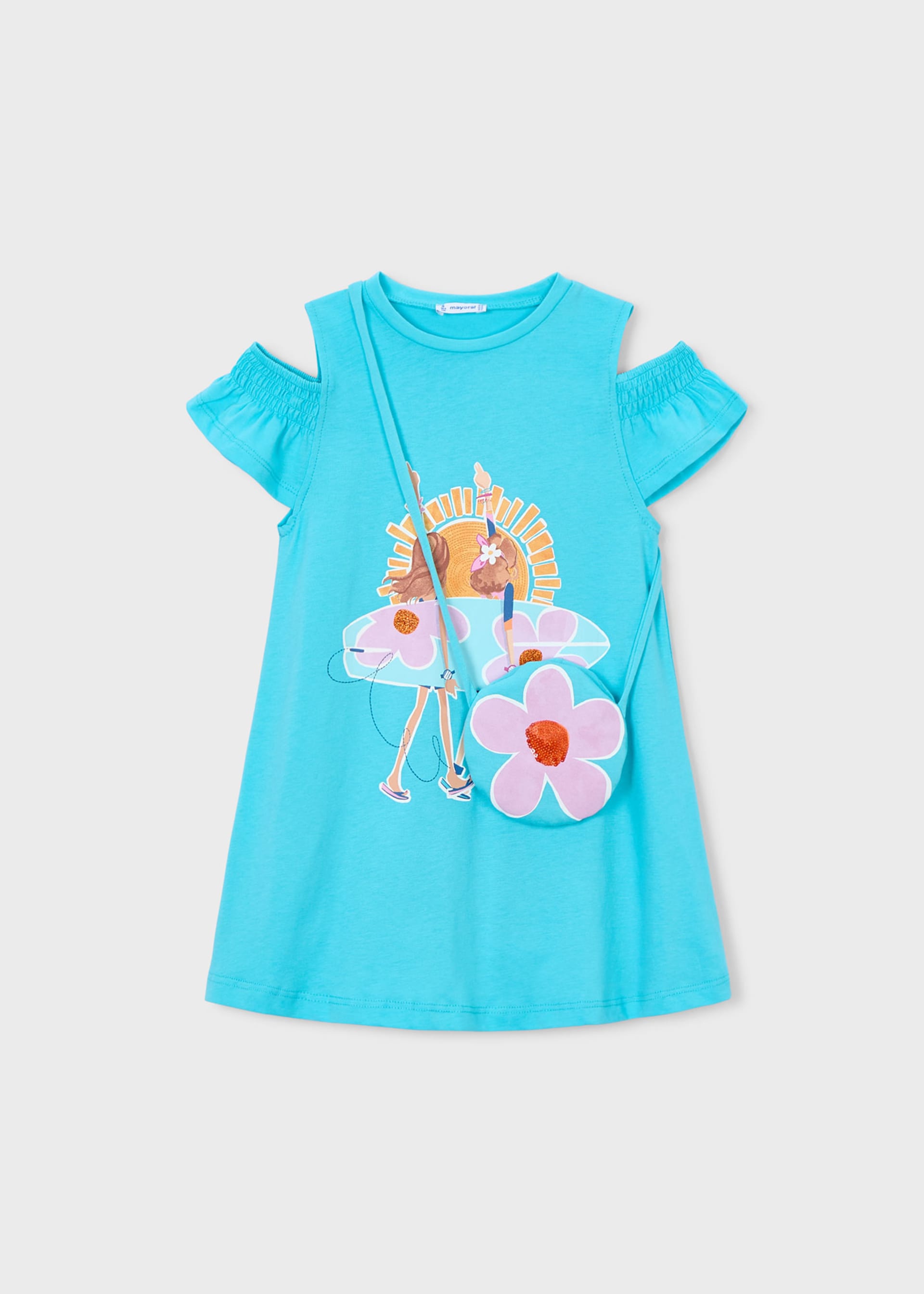 Vestido aberturas con bolso niña