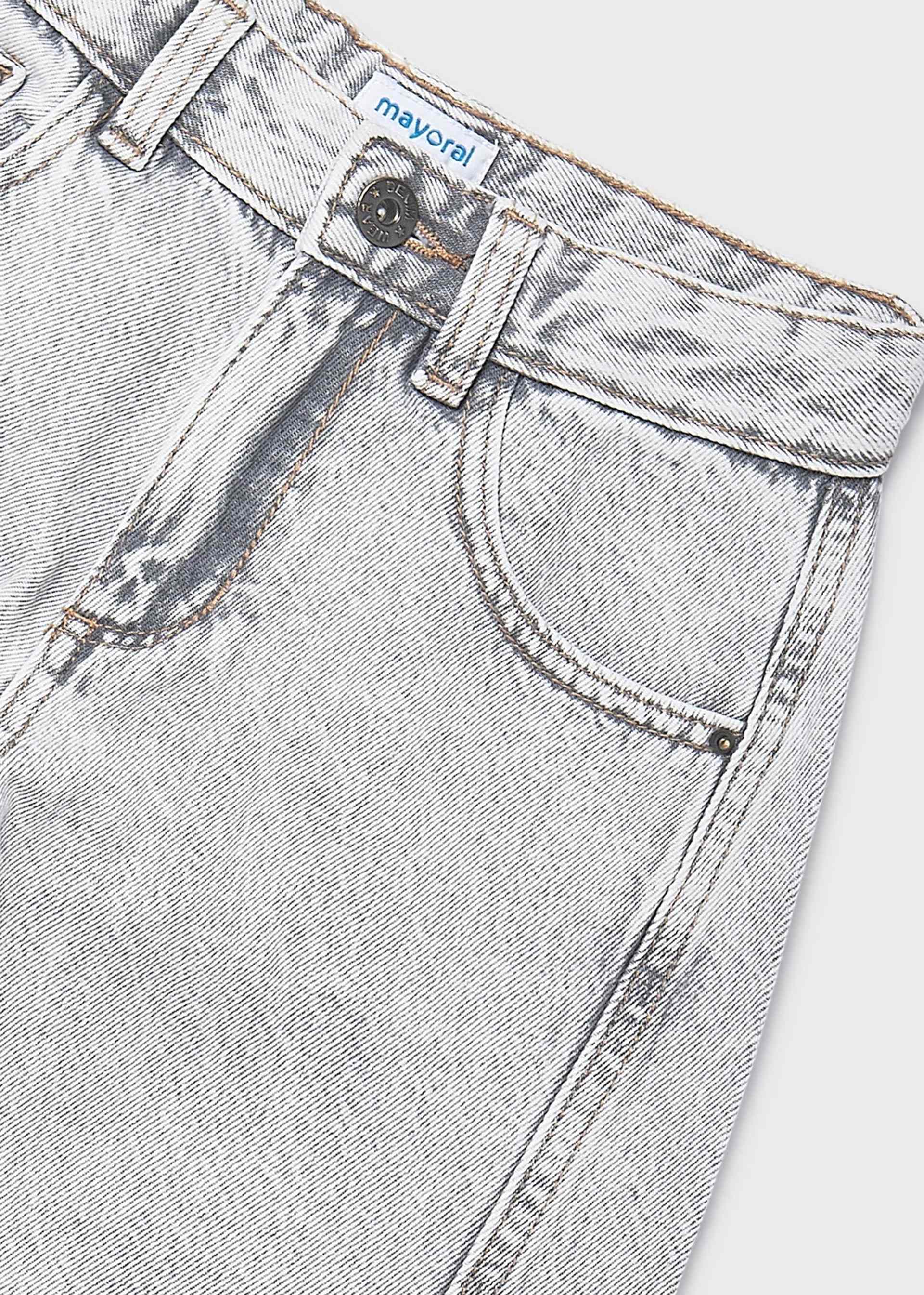 Pantalon long en denim wide leg fille