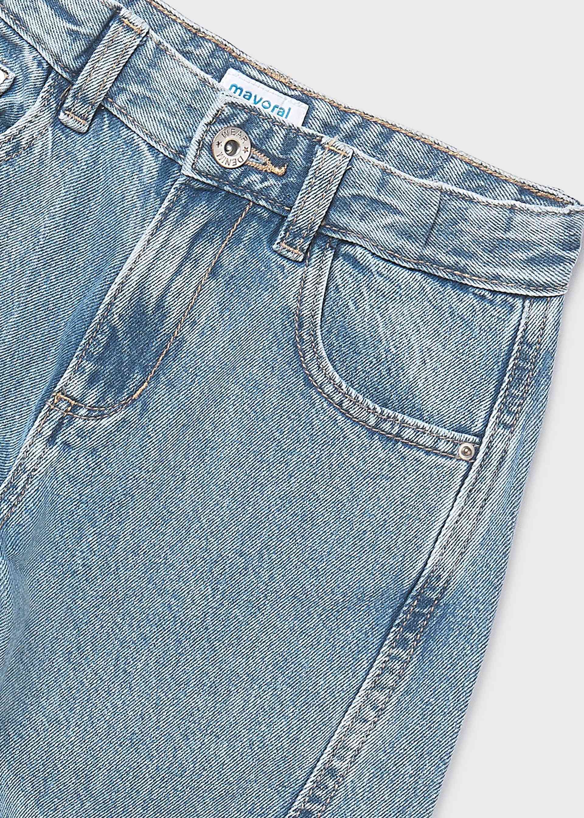 Дълъг дънков панталон wide leg за момиче