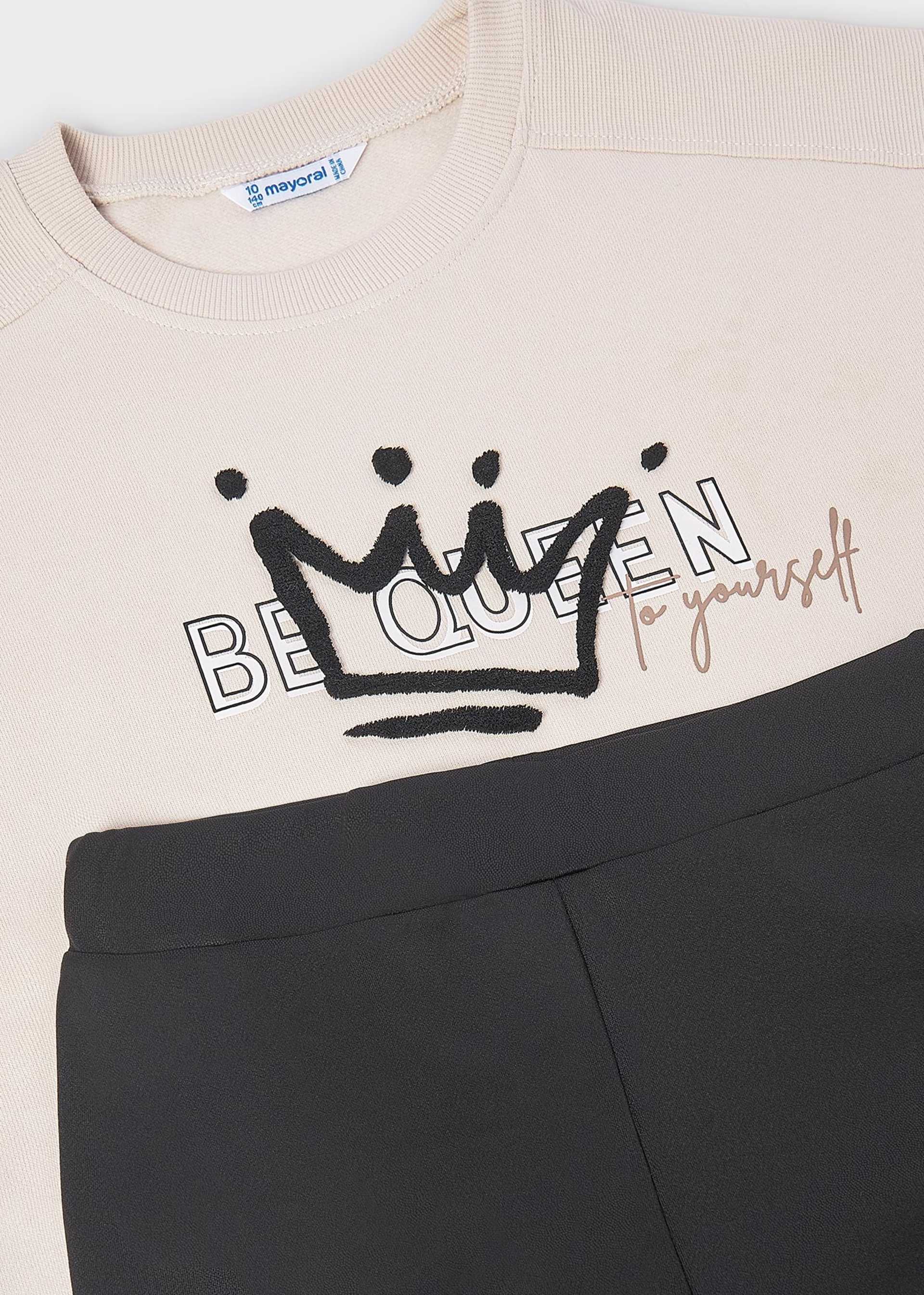 Set Leggings und Sweatshirt Reliefdetail Teenager Mädchen