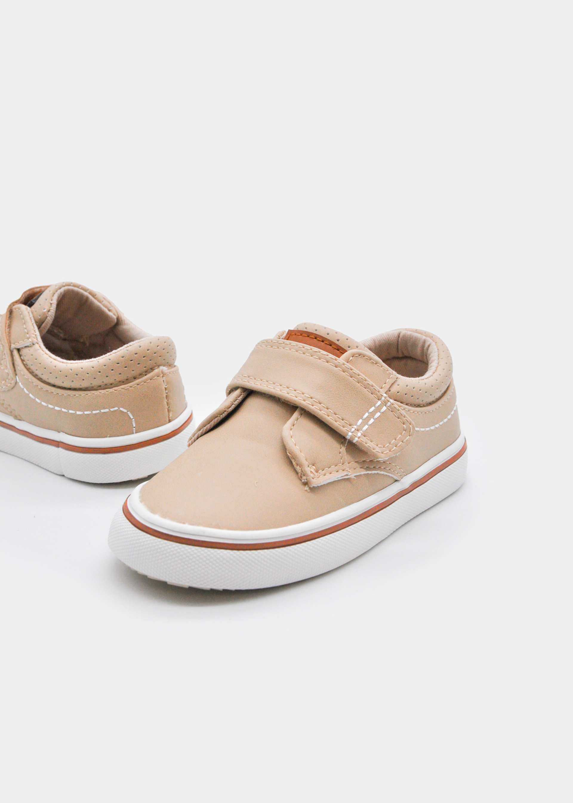 Baby faux leather trainers with Velcro fastening