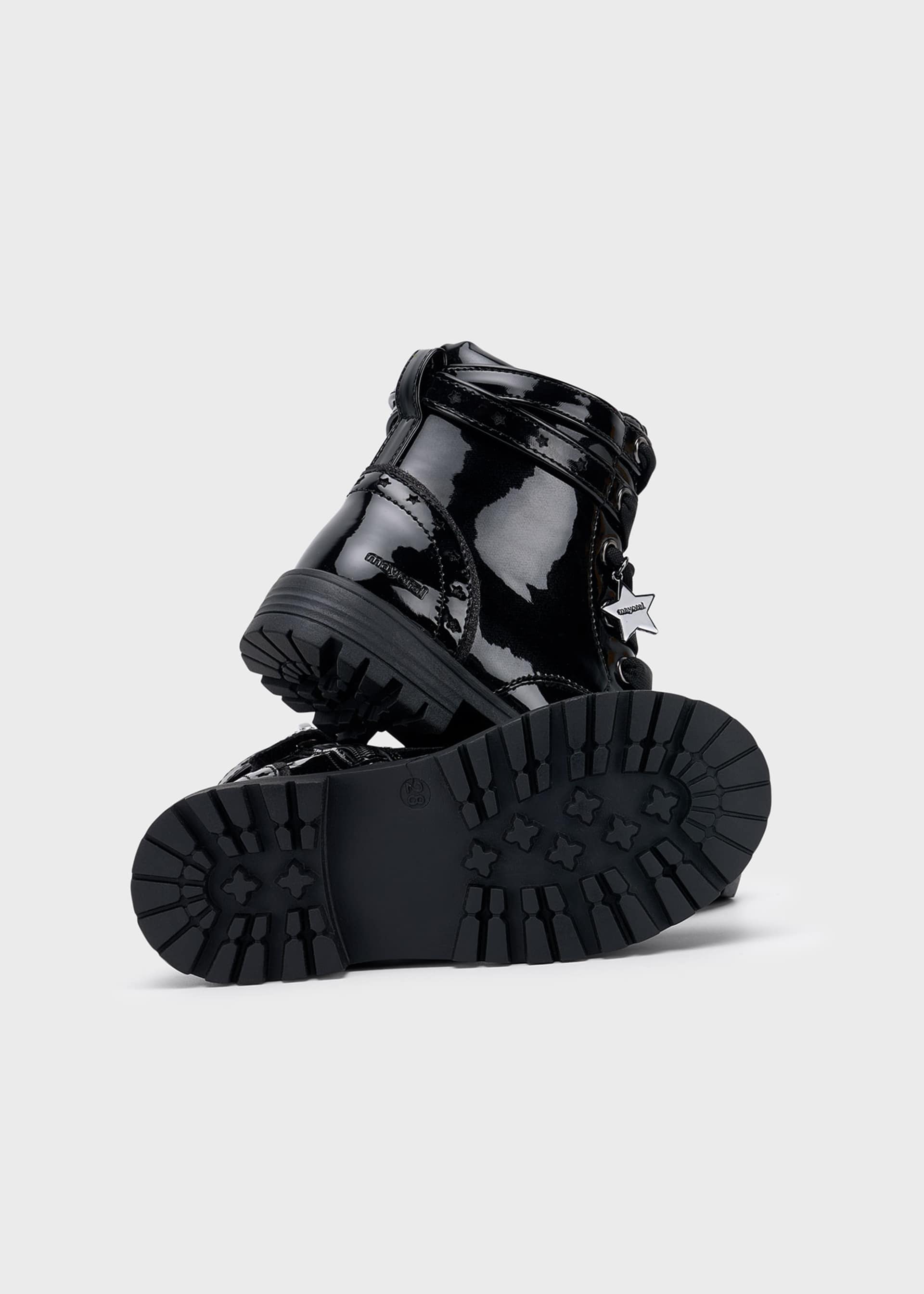 Girls patent leather biker boot