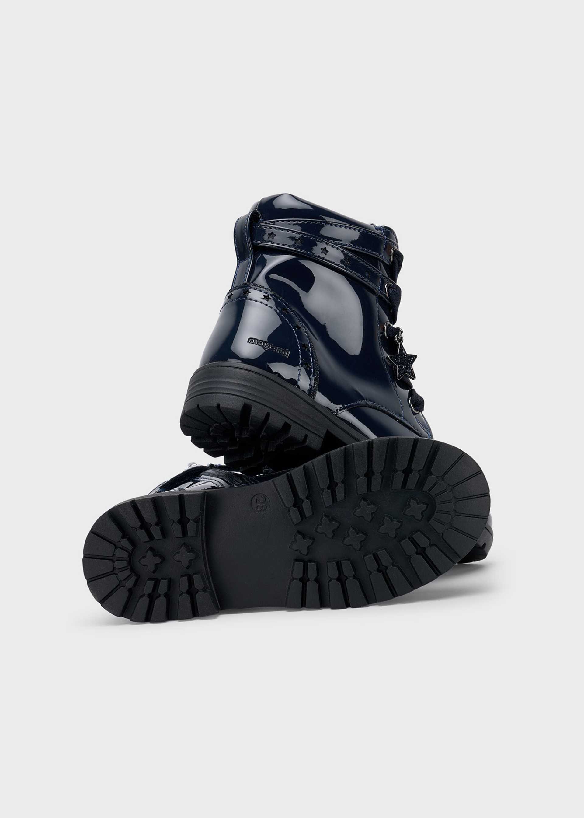 Bottines motardes en cuir verni fille