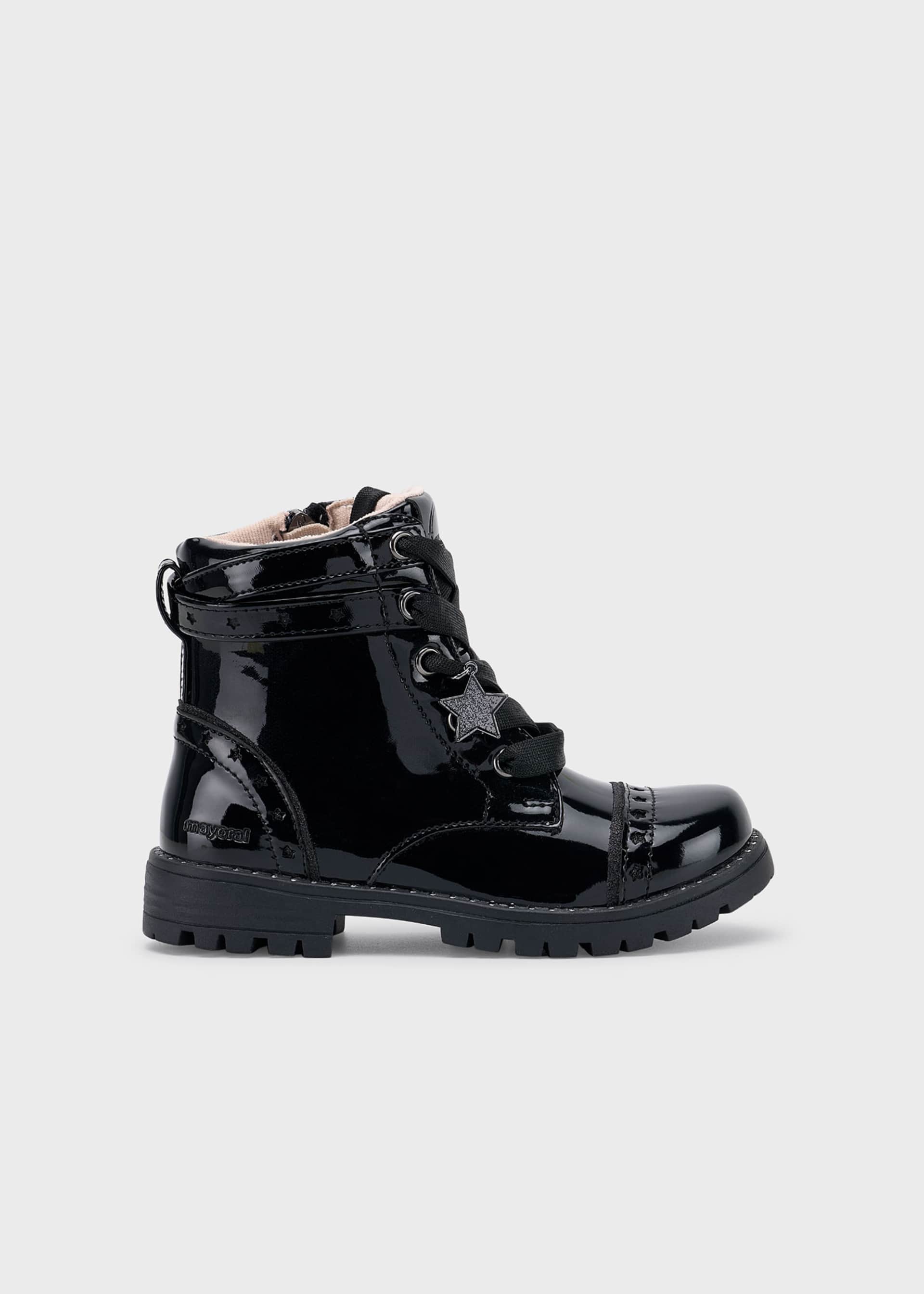 Girls patent leather biker boot