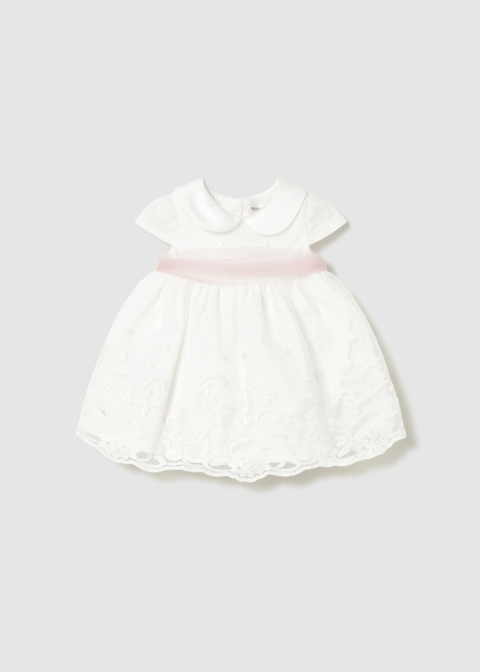 Newborn girl's formal dress with sash