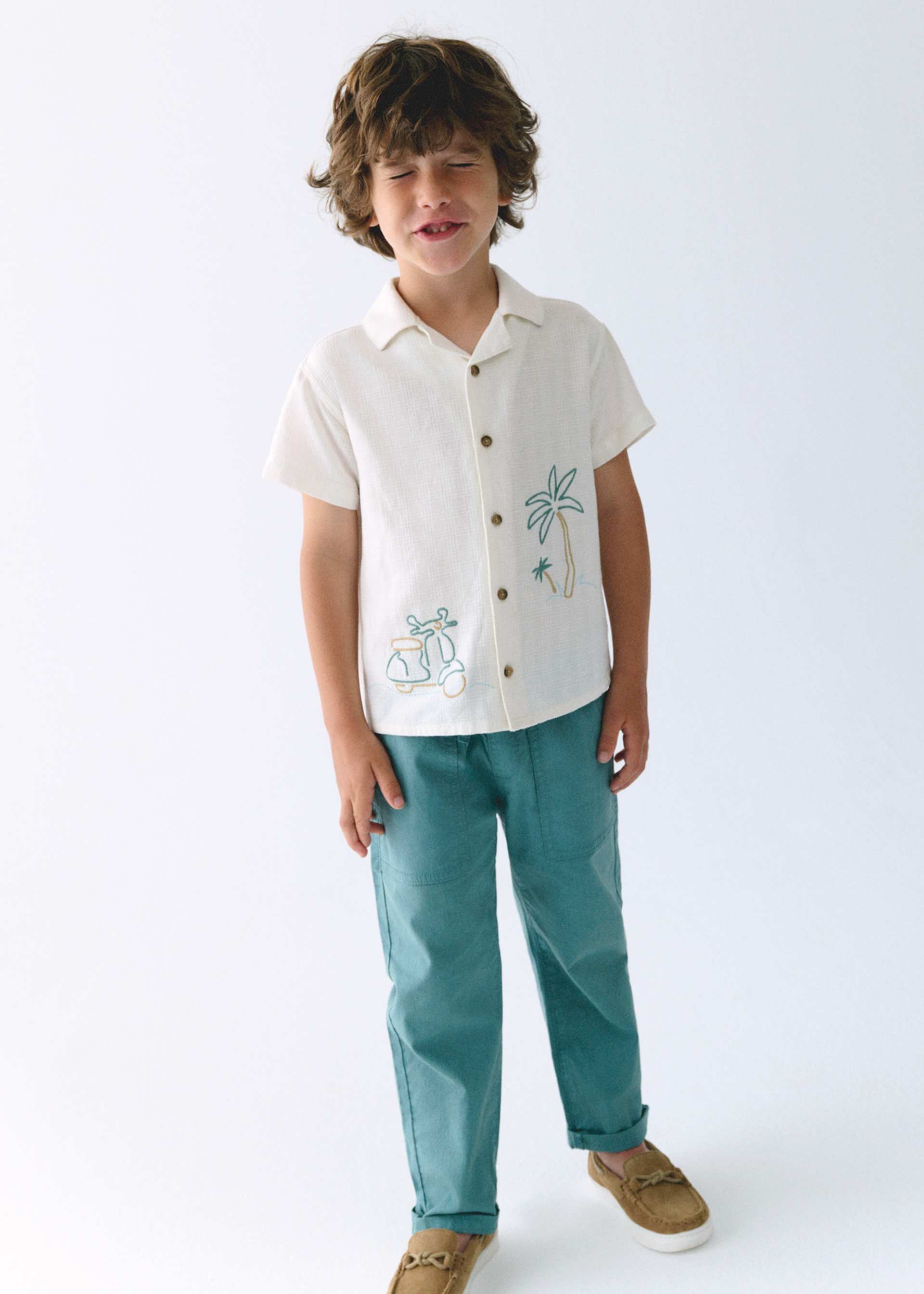 Pantalone lungo jogger in lino bambino