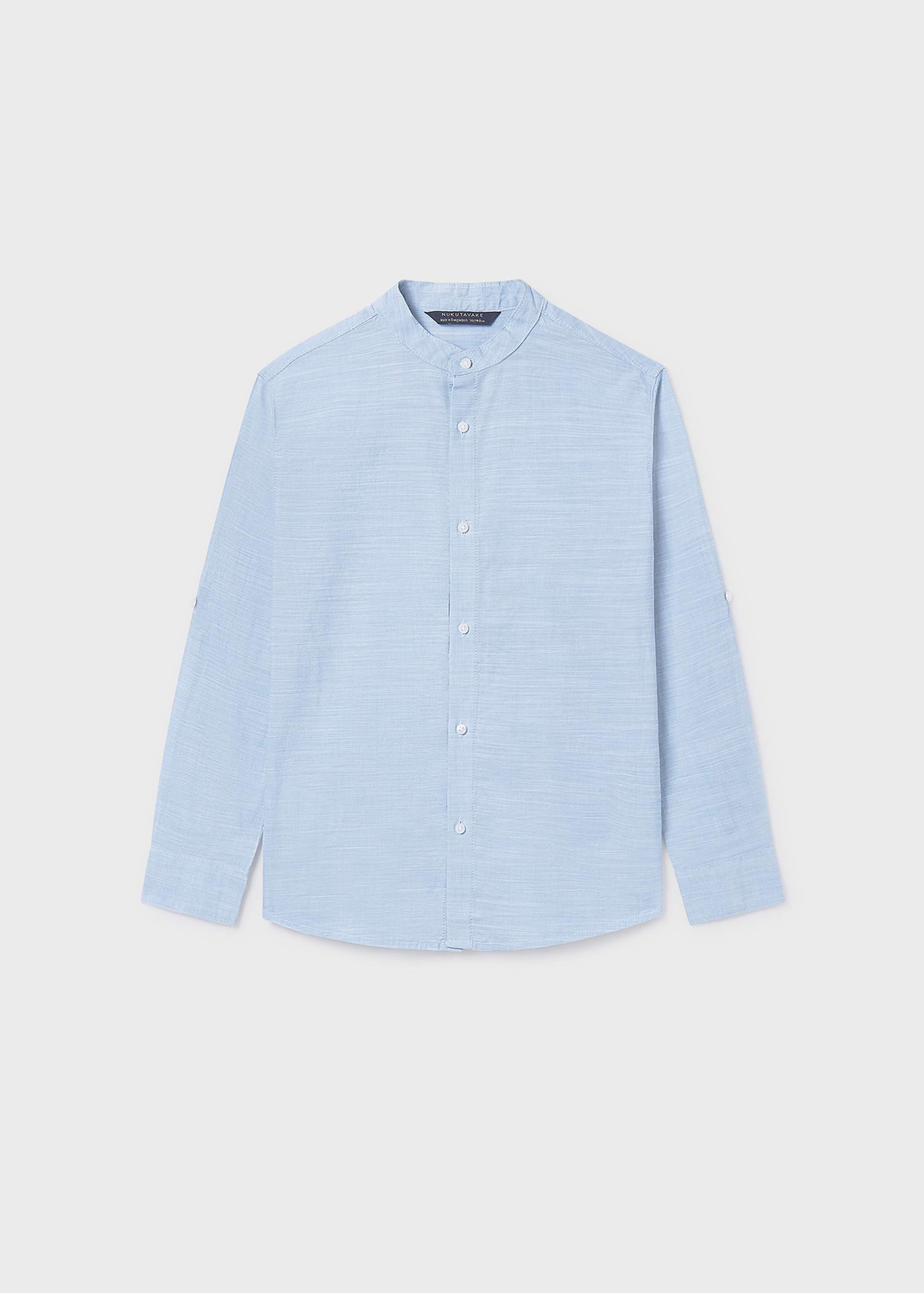 Camisa manga larga cuello mao chico