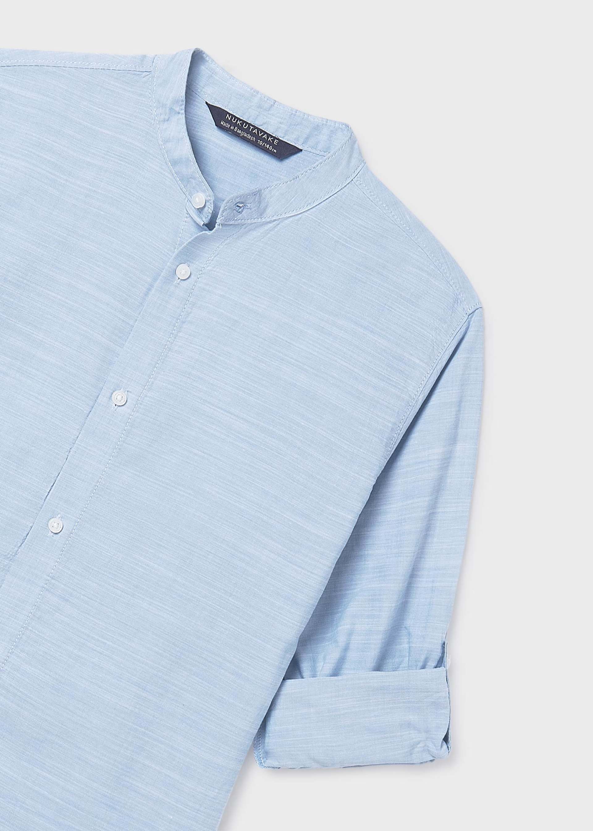 Camisa manga comprida gola mao rapaz