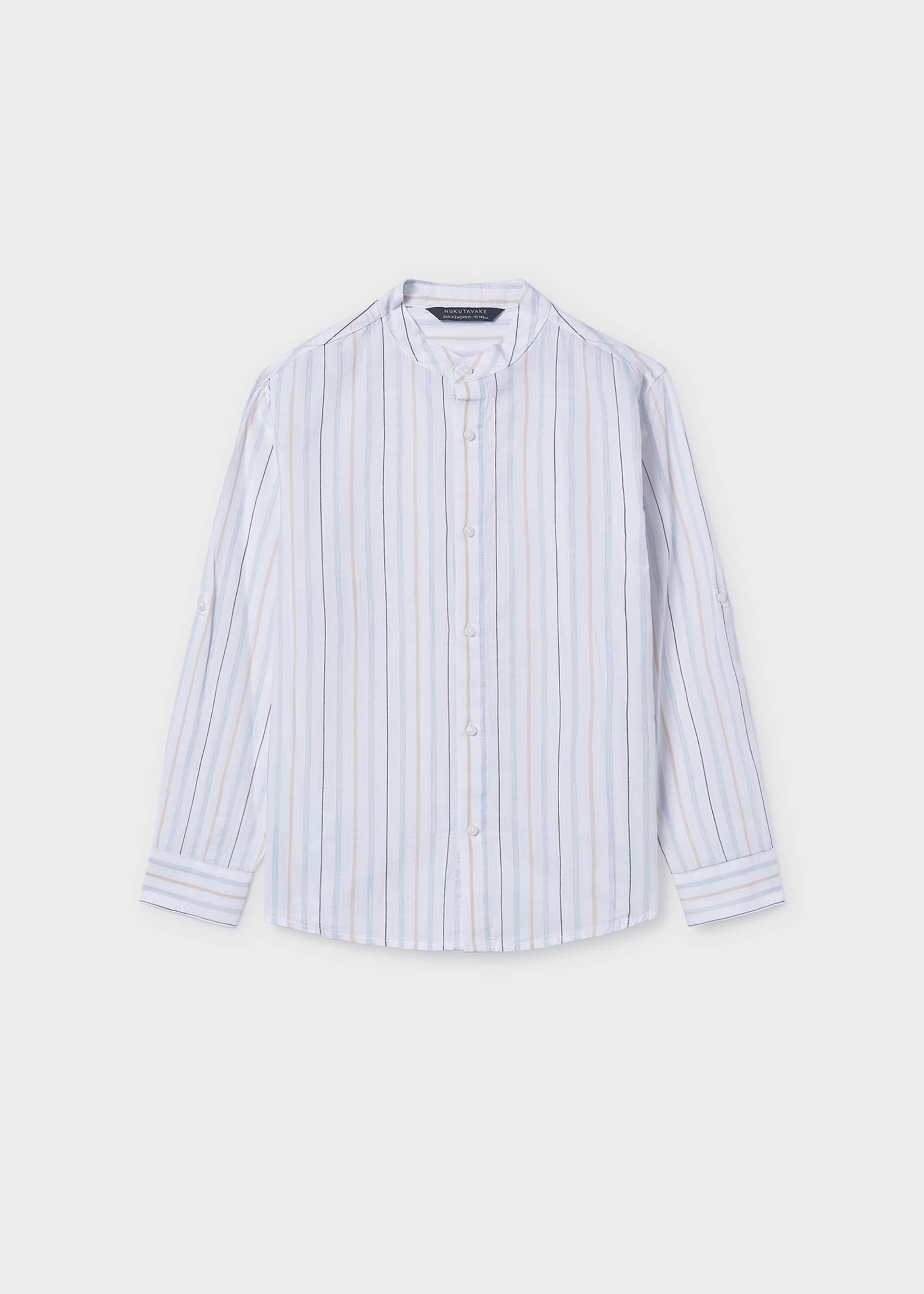 Long-sleeved shirt with mandarin collar for boys