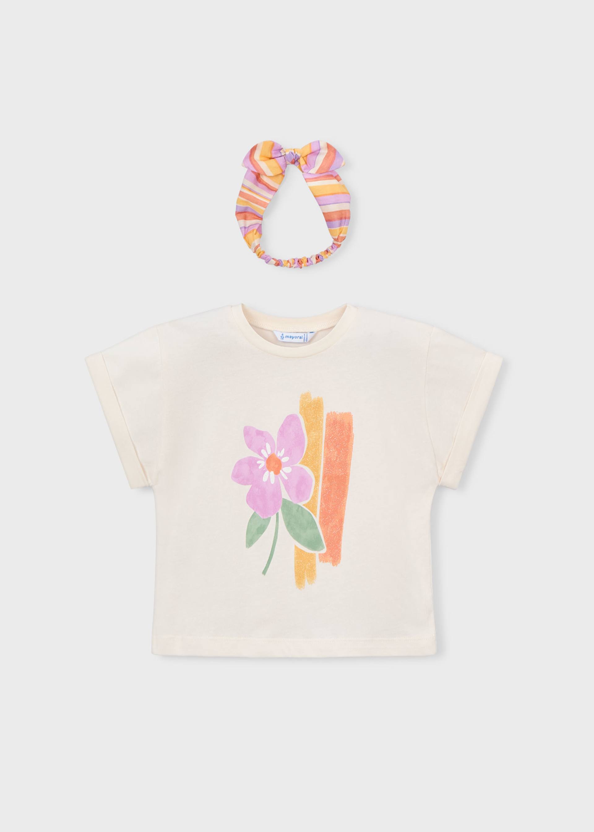 Maglietta con elastico per capelli stampato bambina