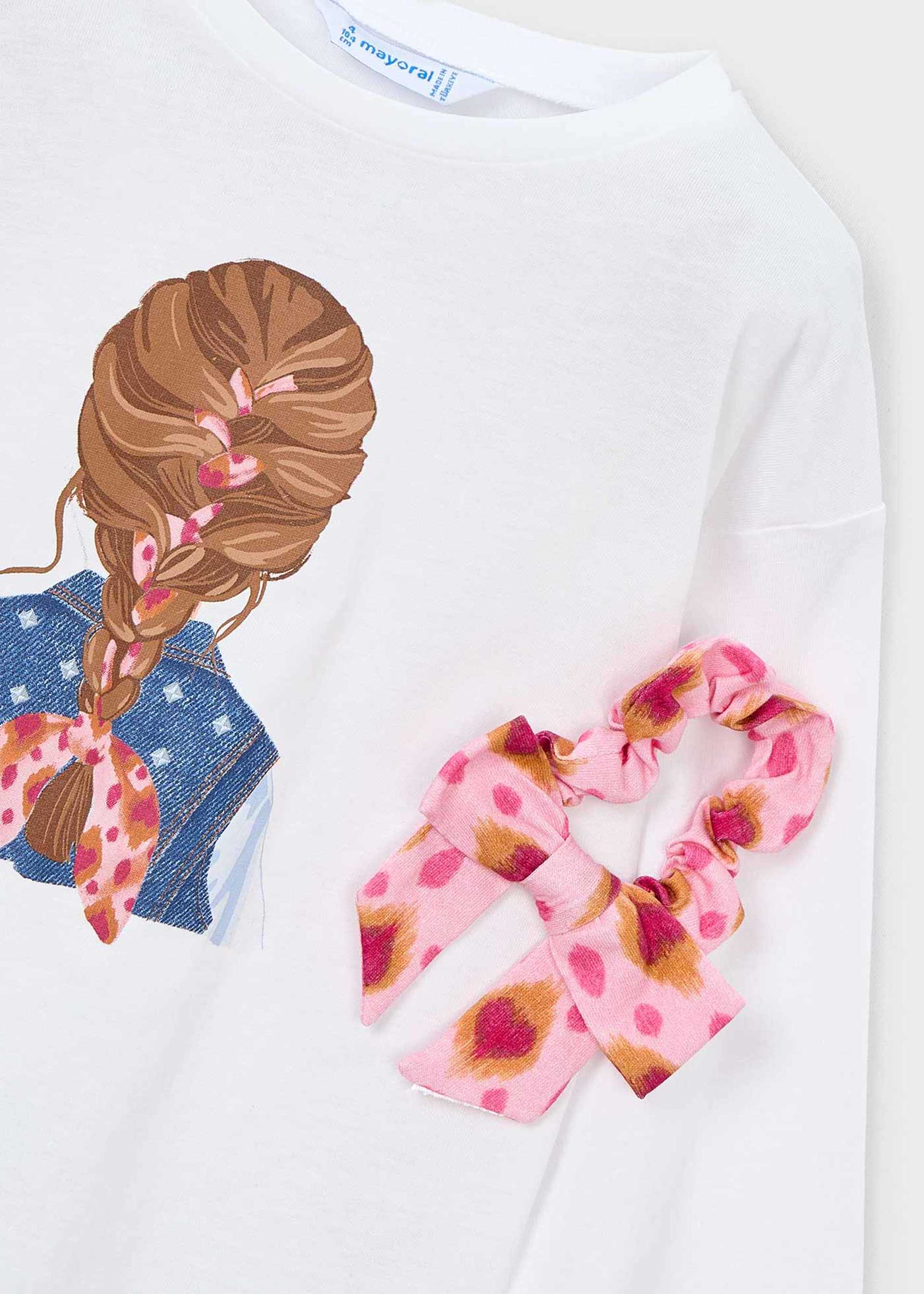 Camiseta de manga larga con coletero estampado