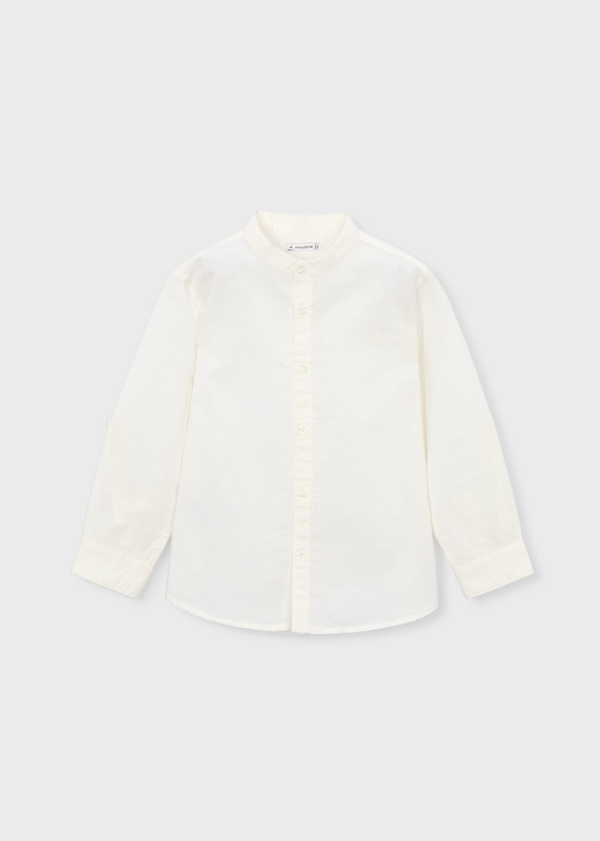 Camicia manica lunga in lino colletto alla correana bambino