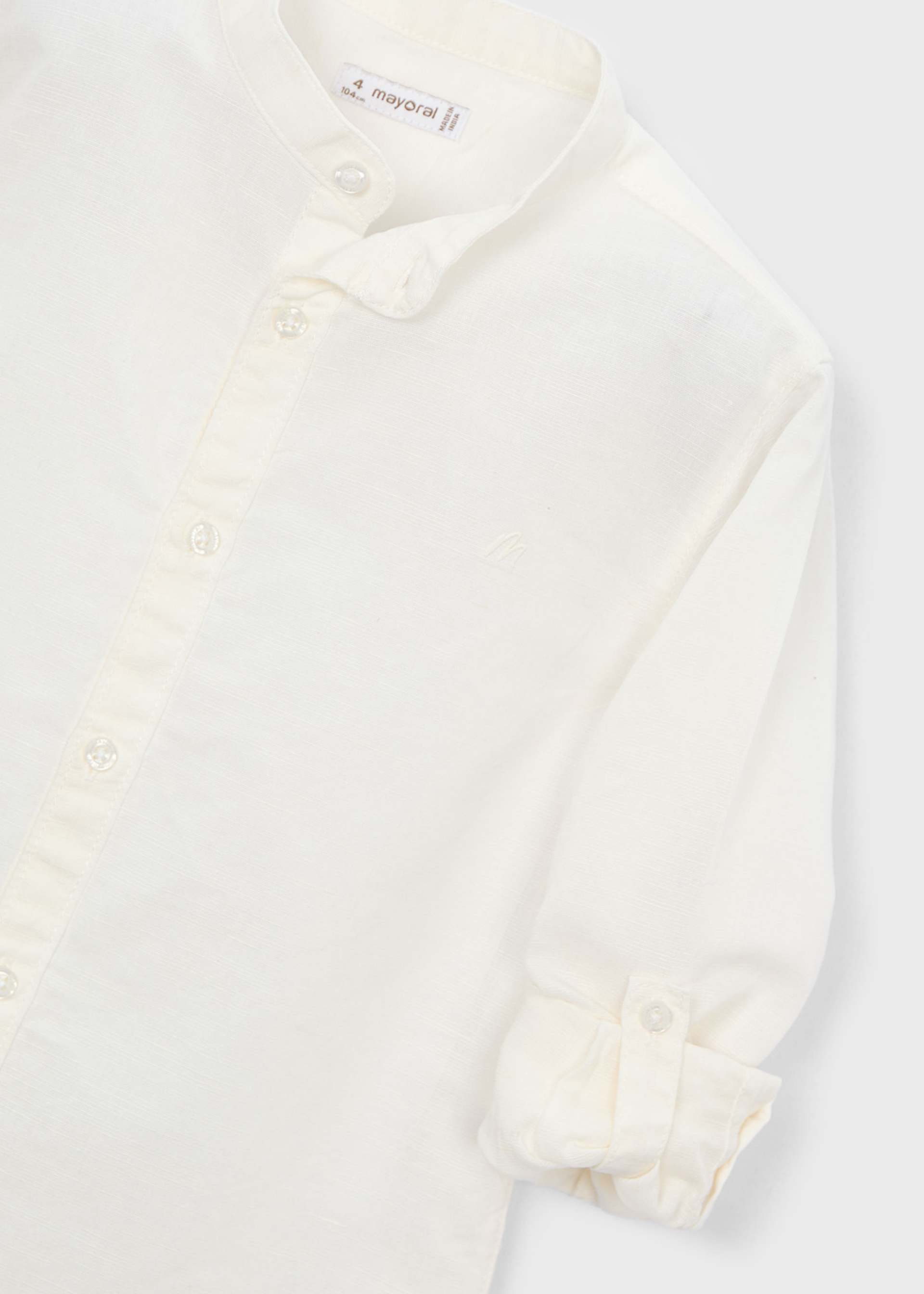 Camicia manica lunga in lino colletto alla correana bambino