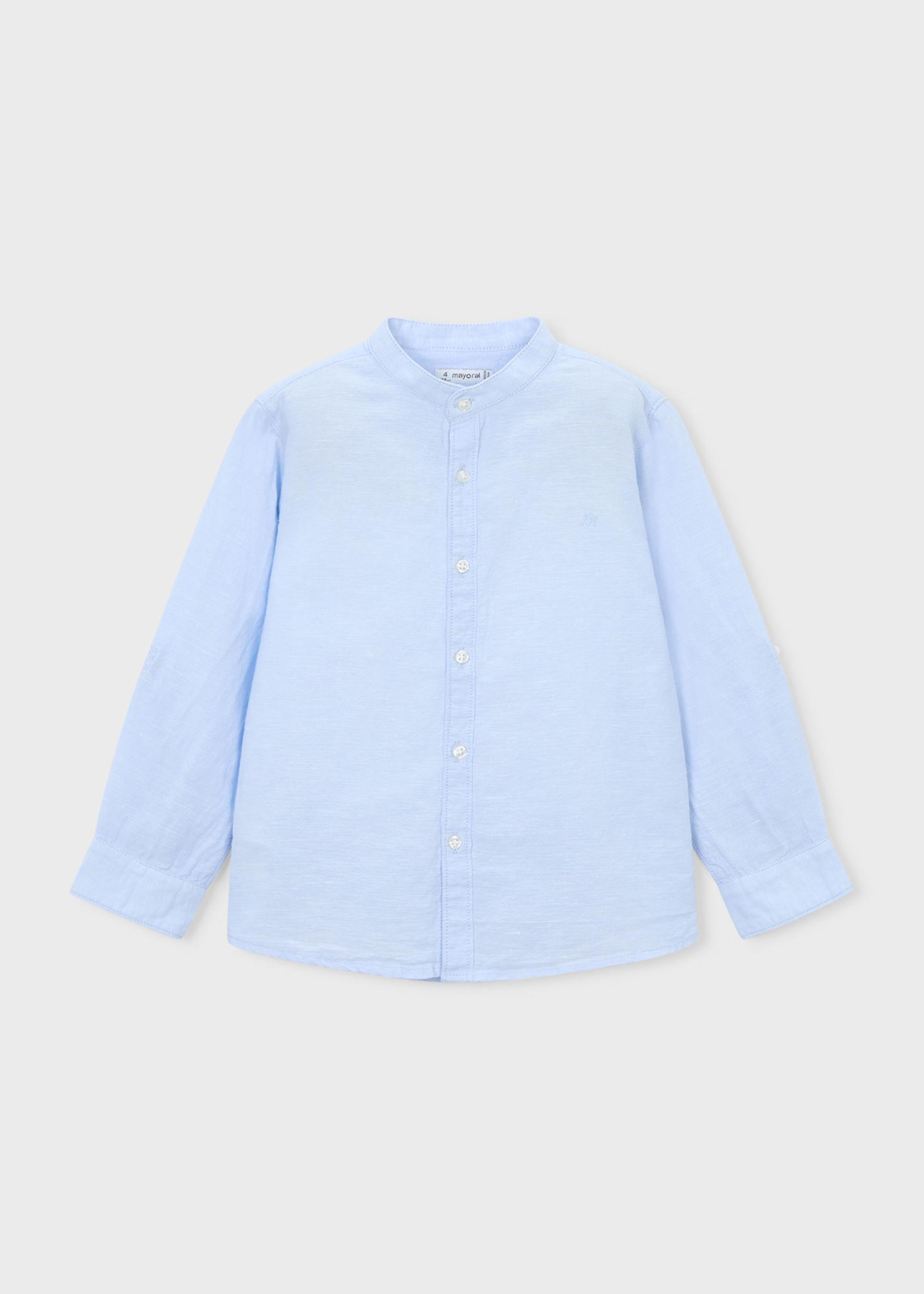 Camicia manica lunga in lino colletto alla correana bambino