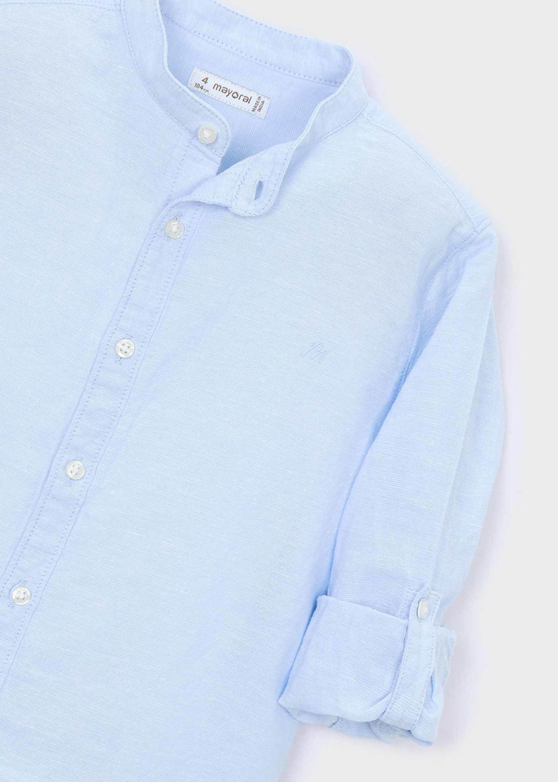 Camicia manica lunga in lino colletto alla correana bambino