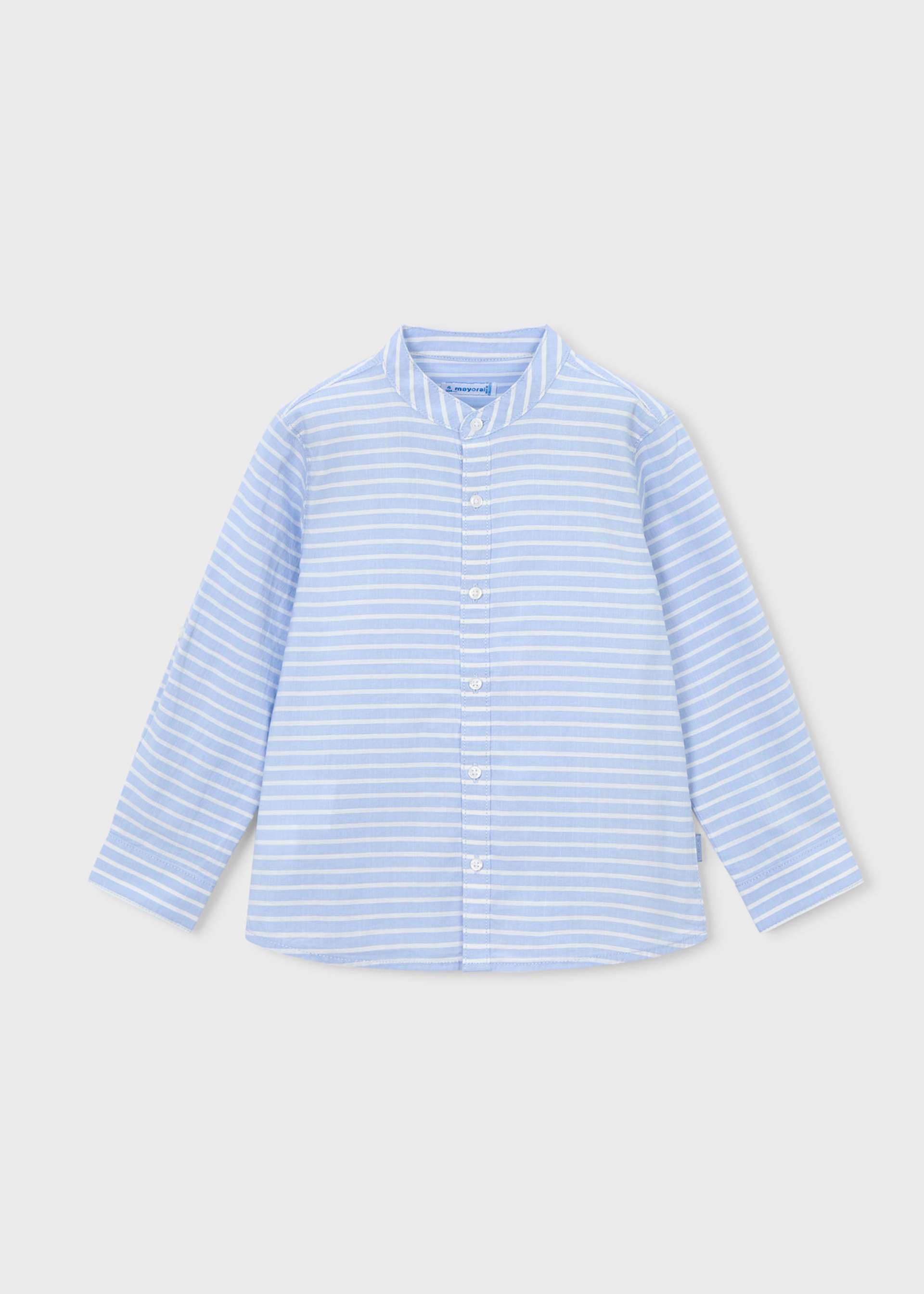 Camisa manga larga rayas cuello mao niño