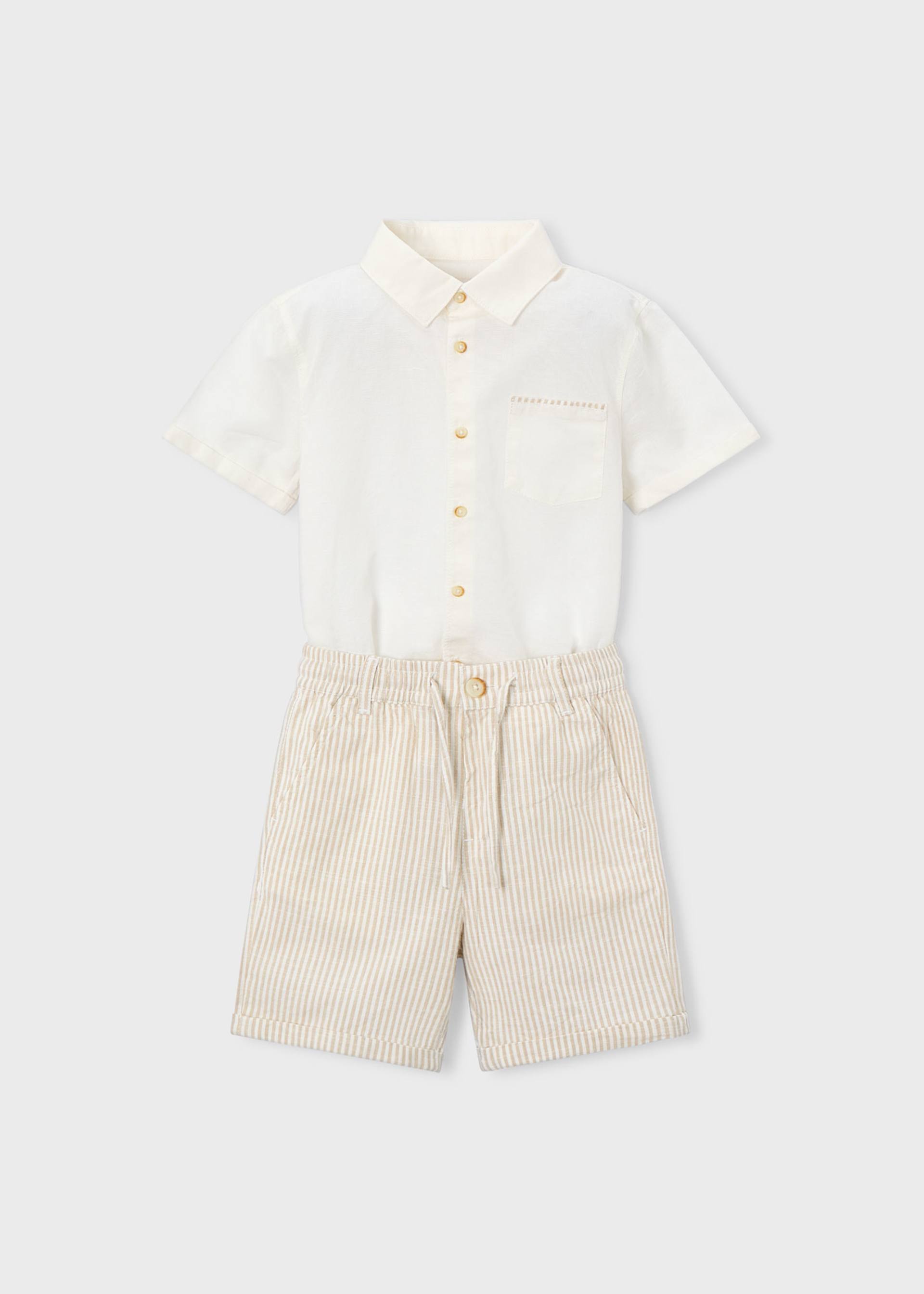 Completo bermuda e camicia in lino bambino