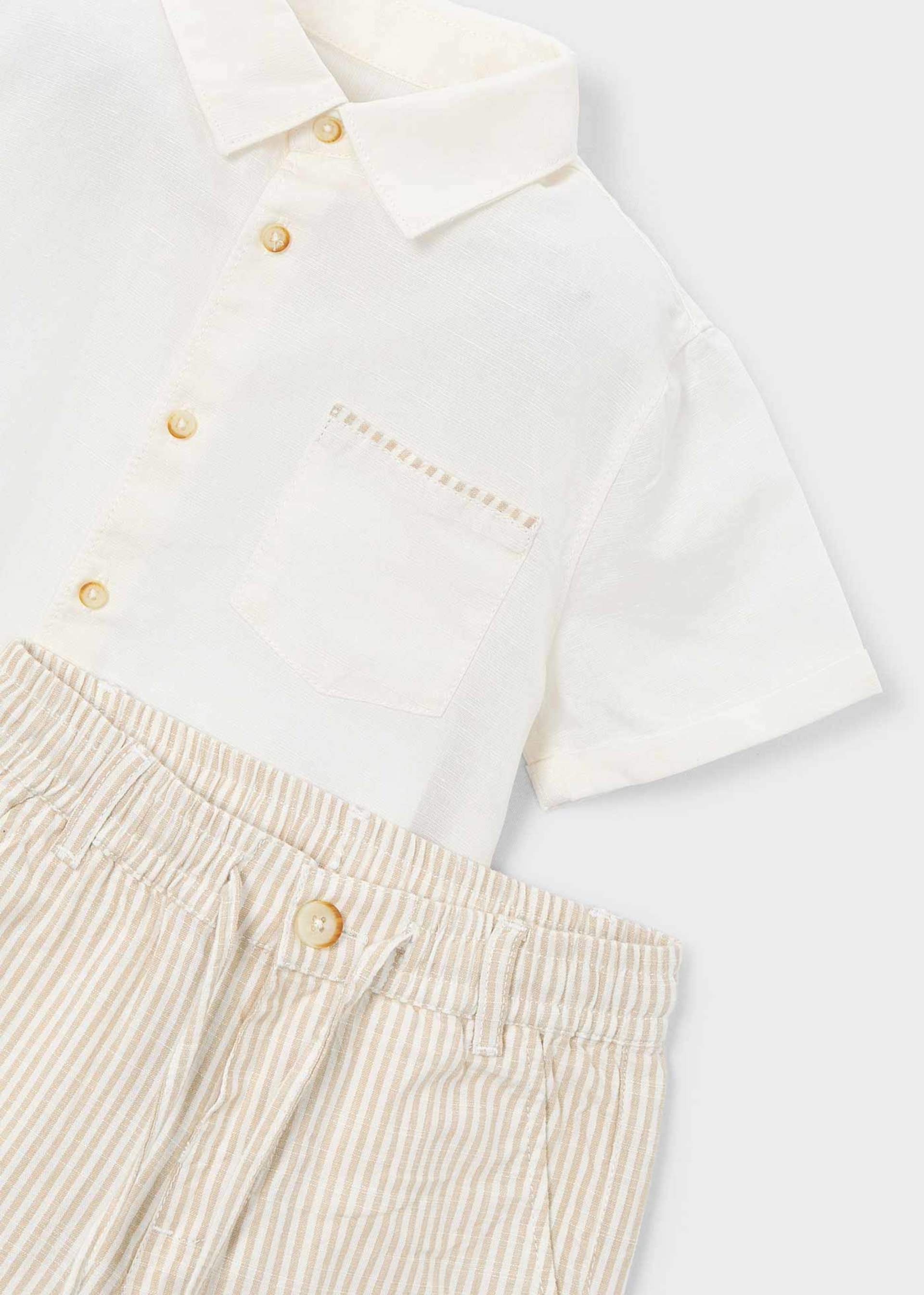 Completo bermuda e camicia in lino bambino