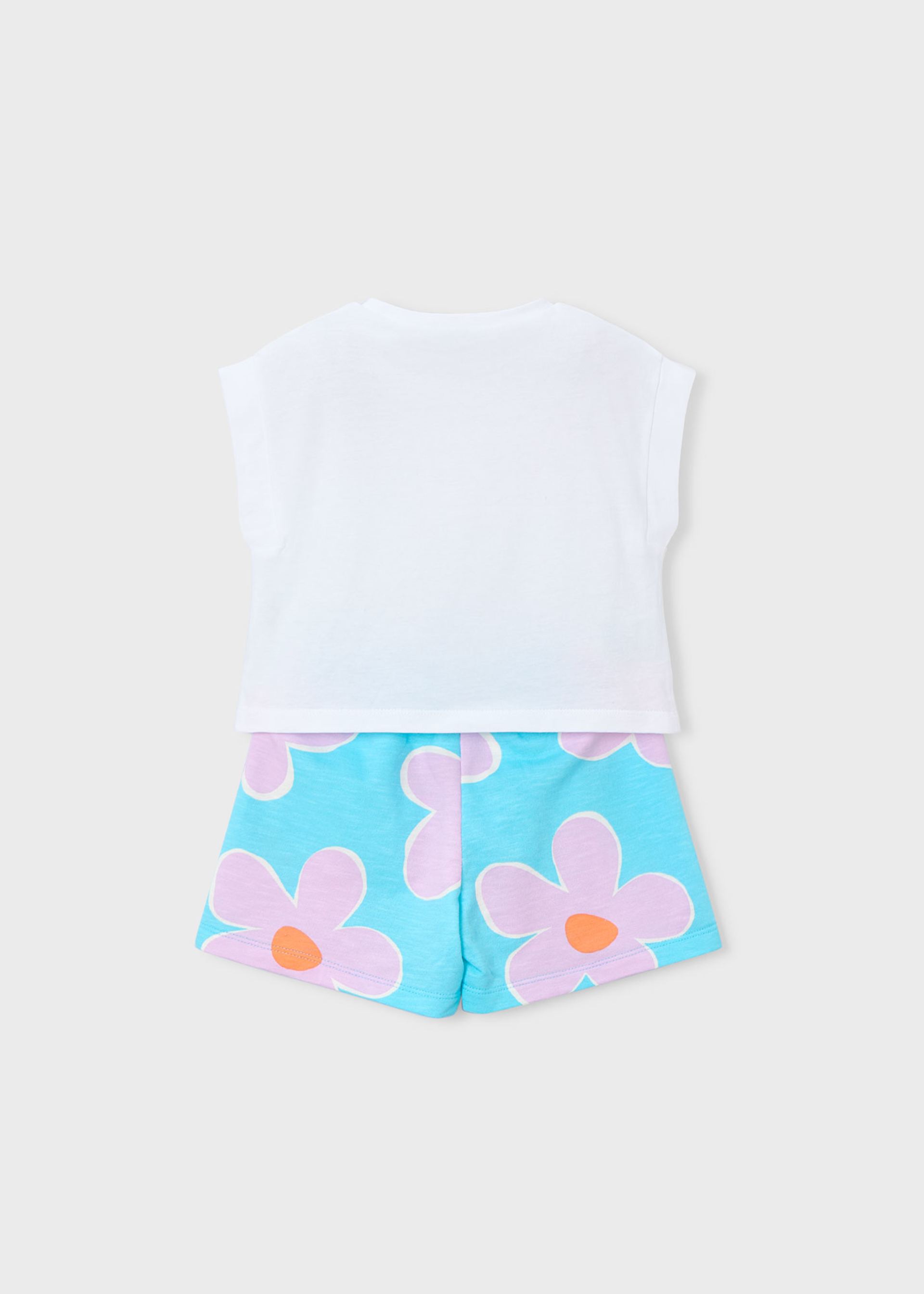 Completo shorts stampato e maglietta bambina
