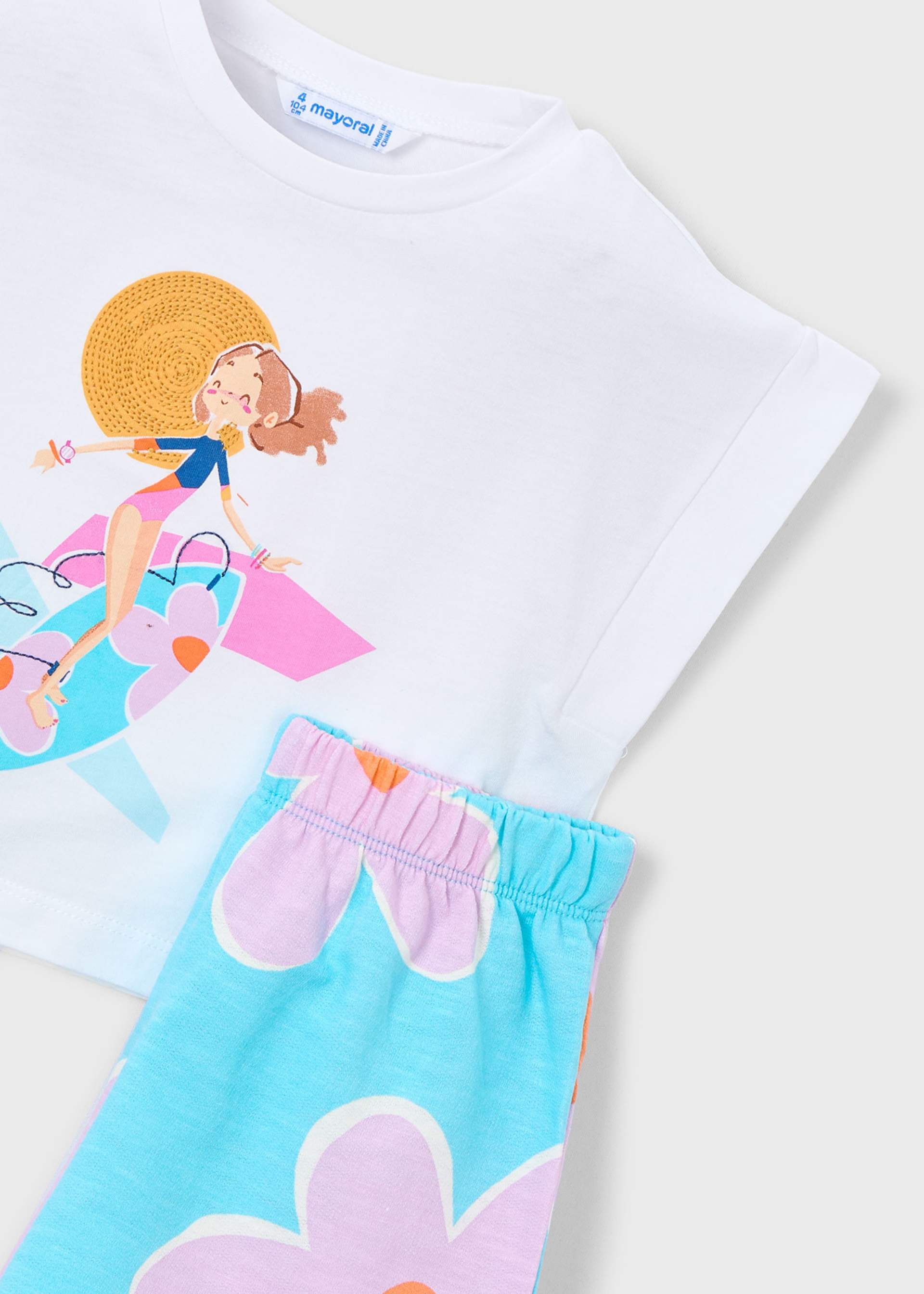 Completo shorts stampato e maglietta bambina