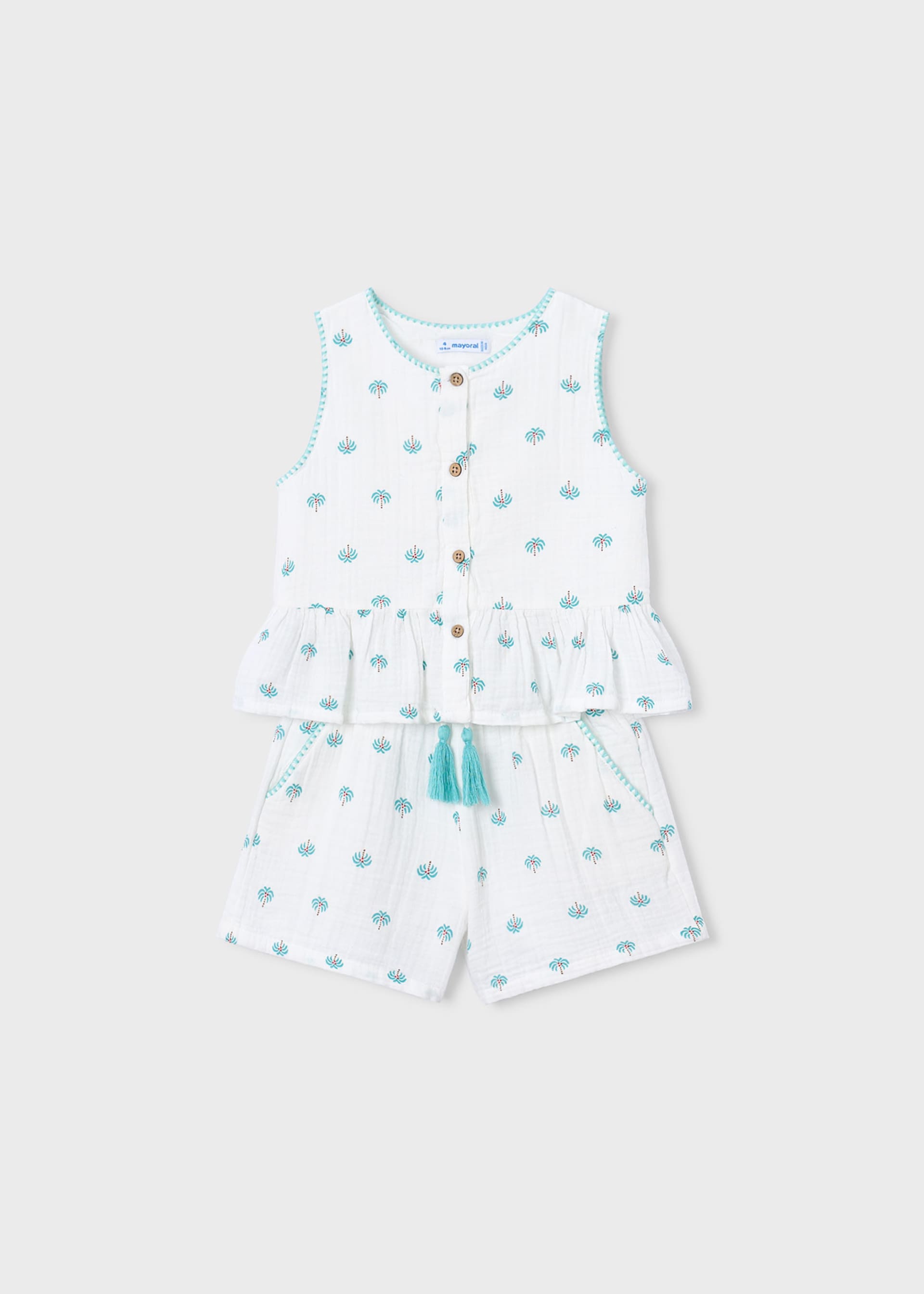 Completo shorts e maglietta stampata bambina