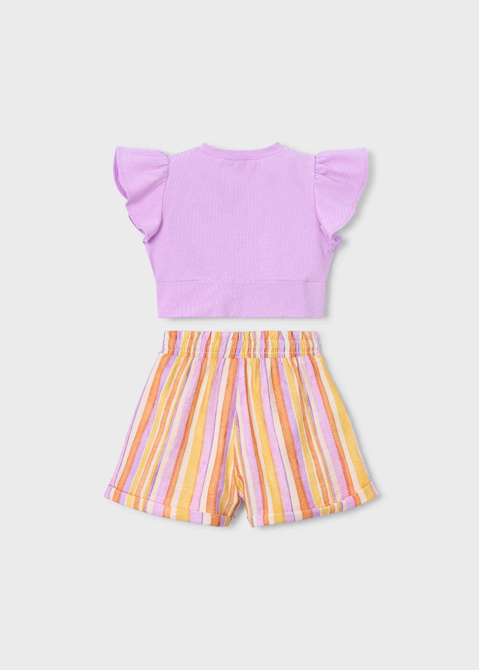 Ensemble short rayé et t-shirt fille