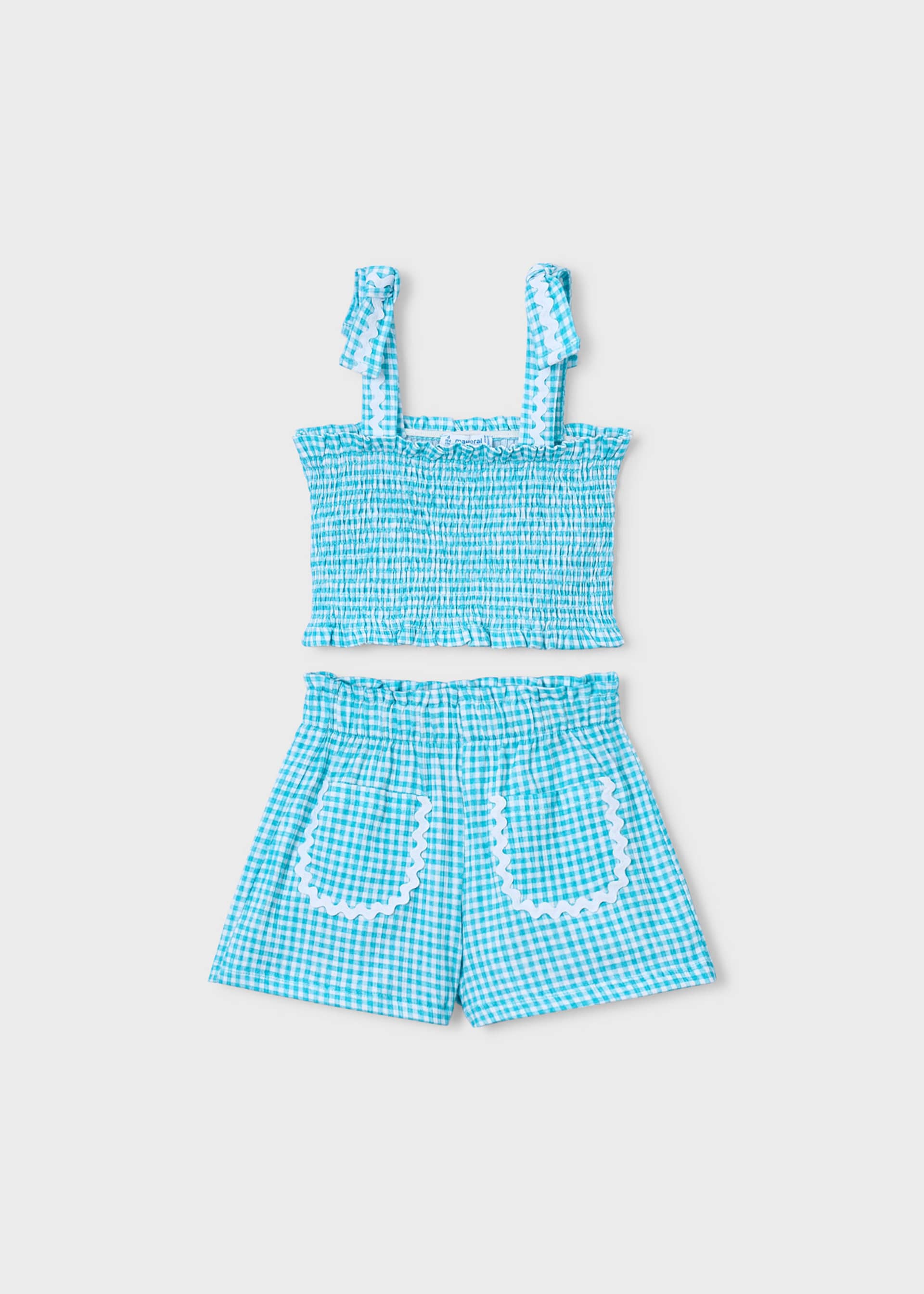 Conjunto short y top nido de abeja niña