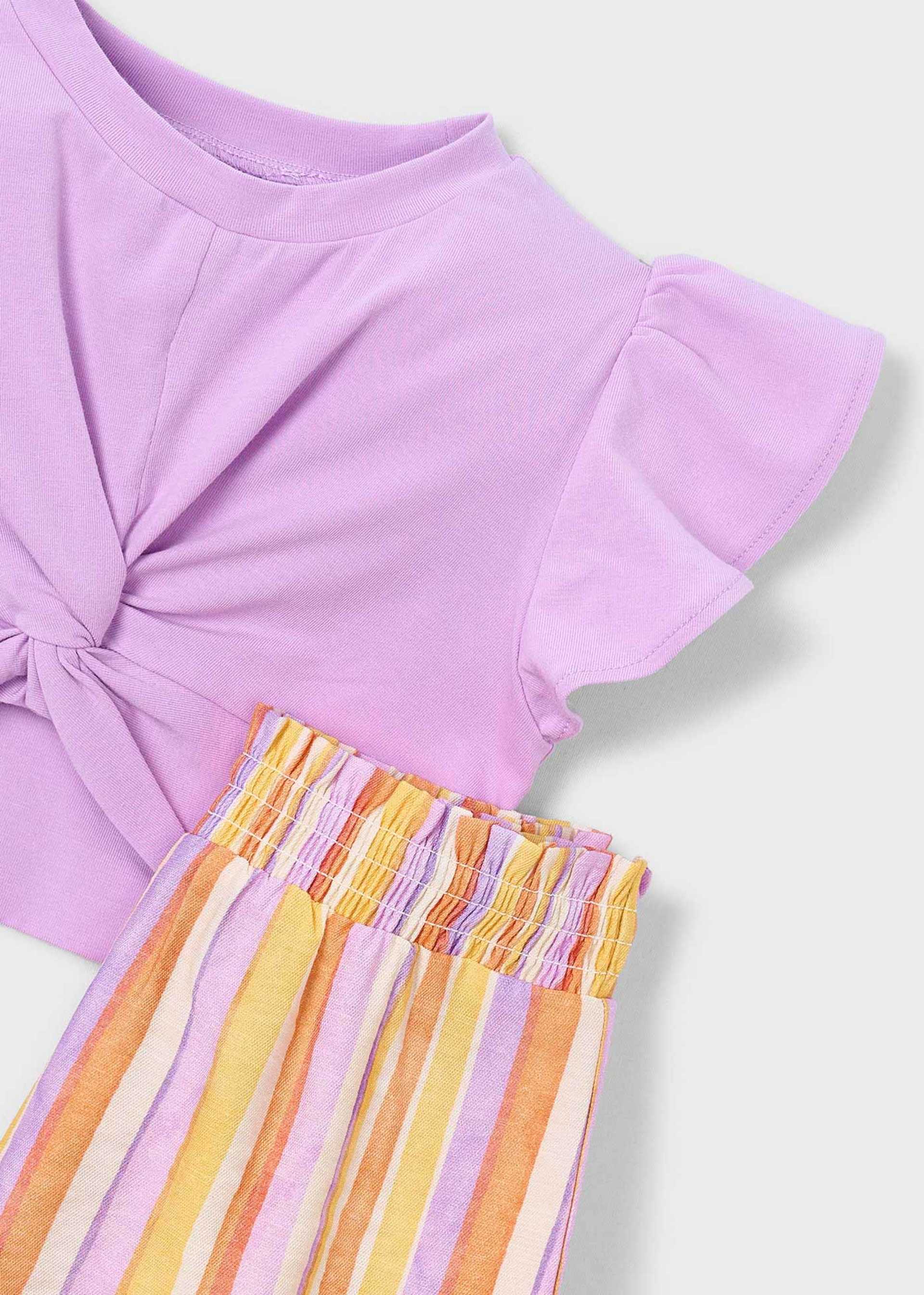 Ensemble short rayé et t-shirt fille