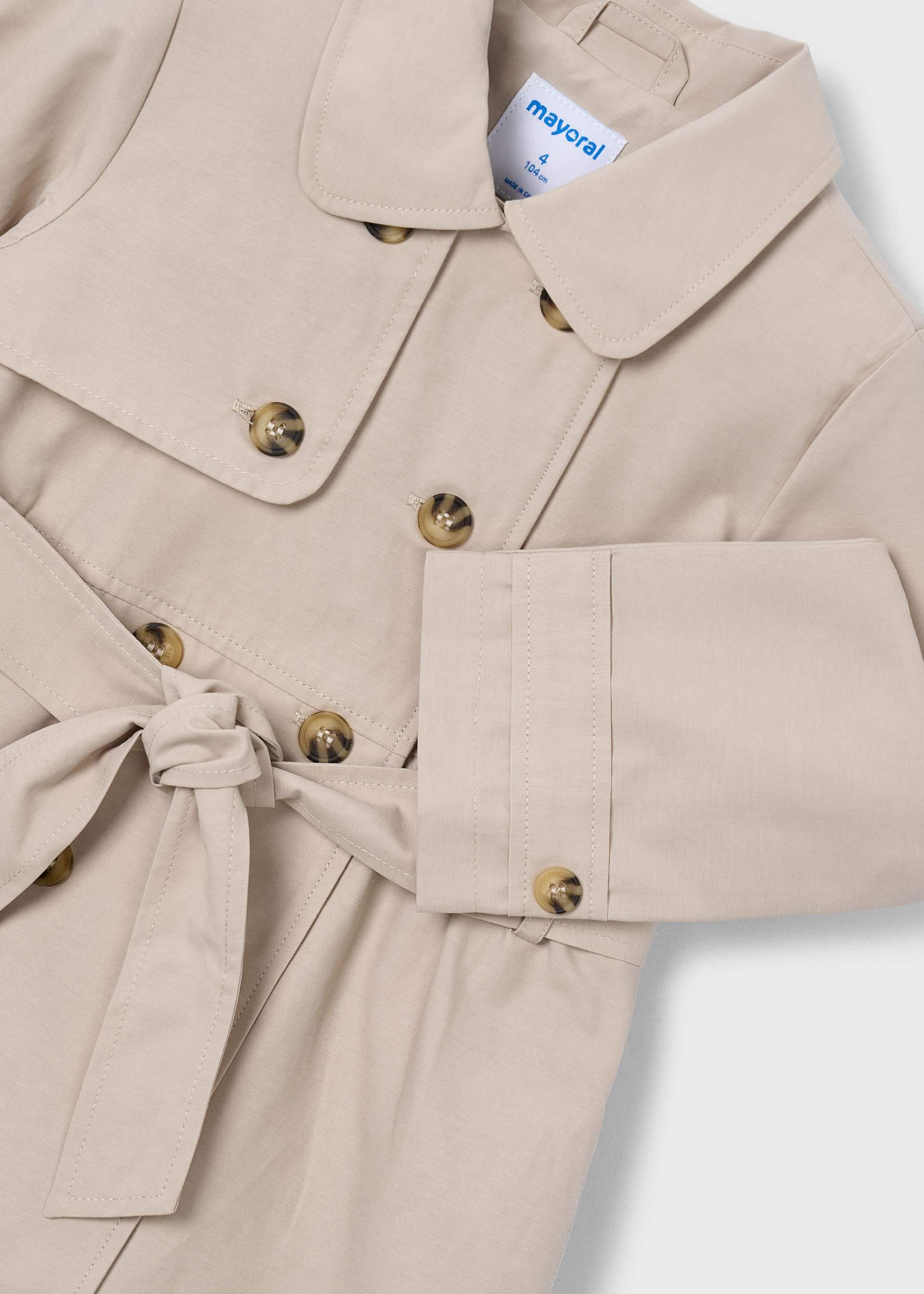 Trench coat with belt for girls