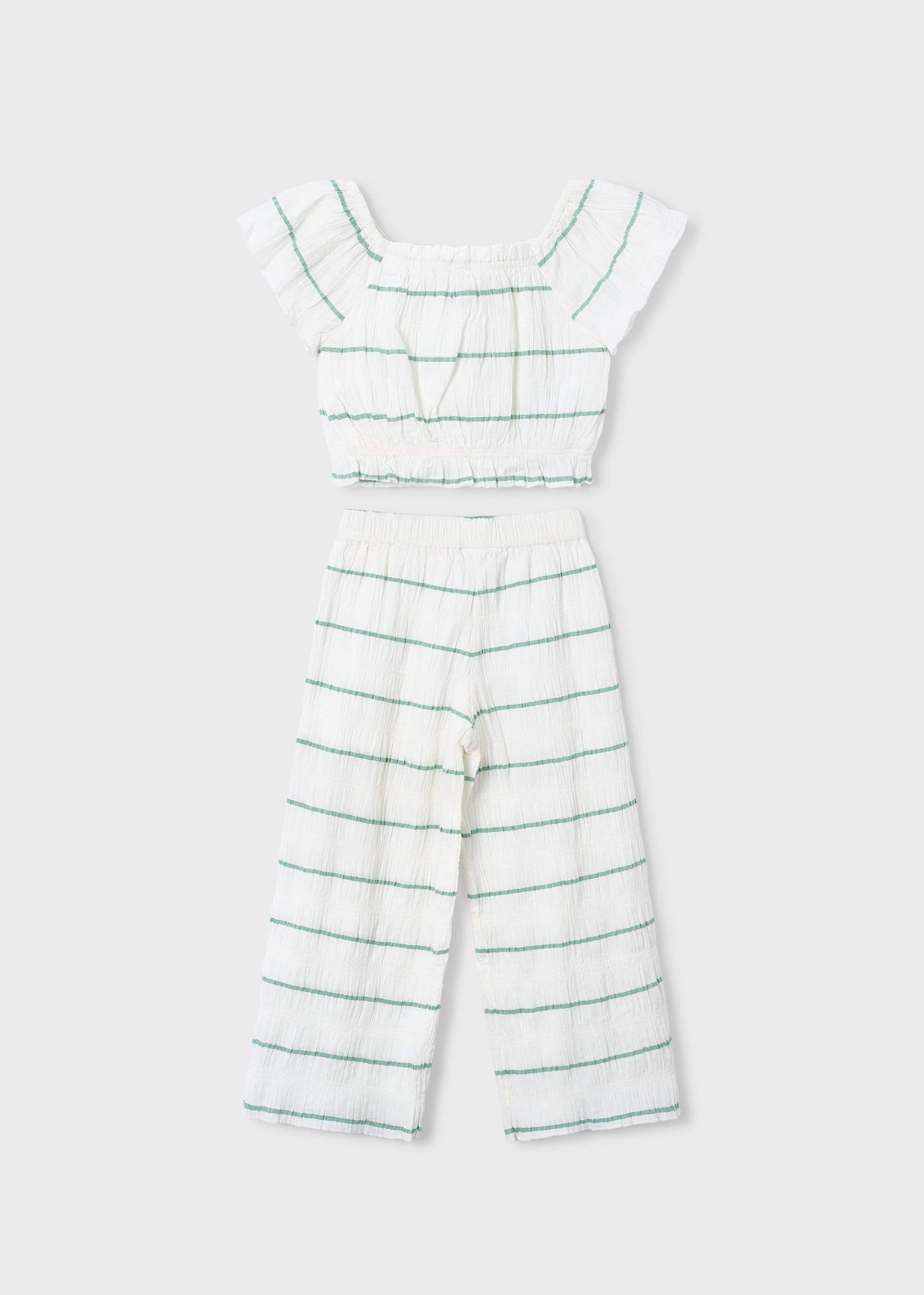 Ensemble pantalon et top à rayures fille