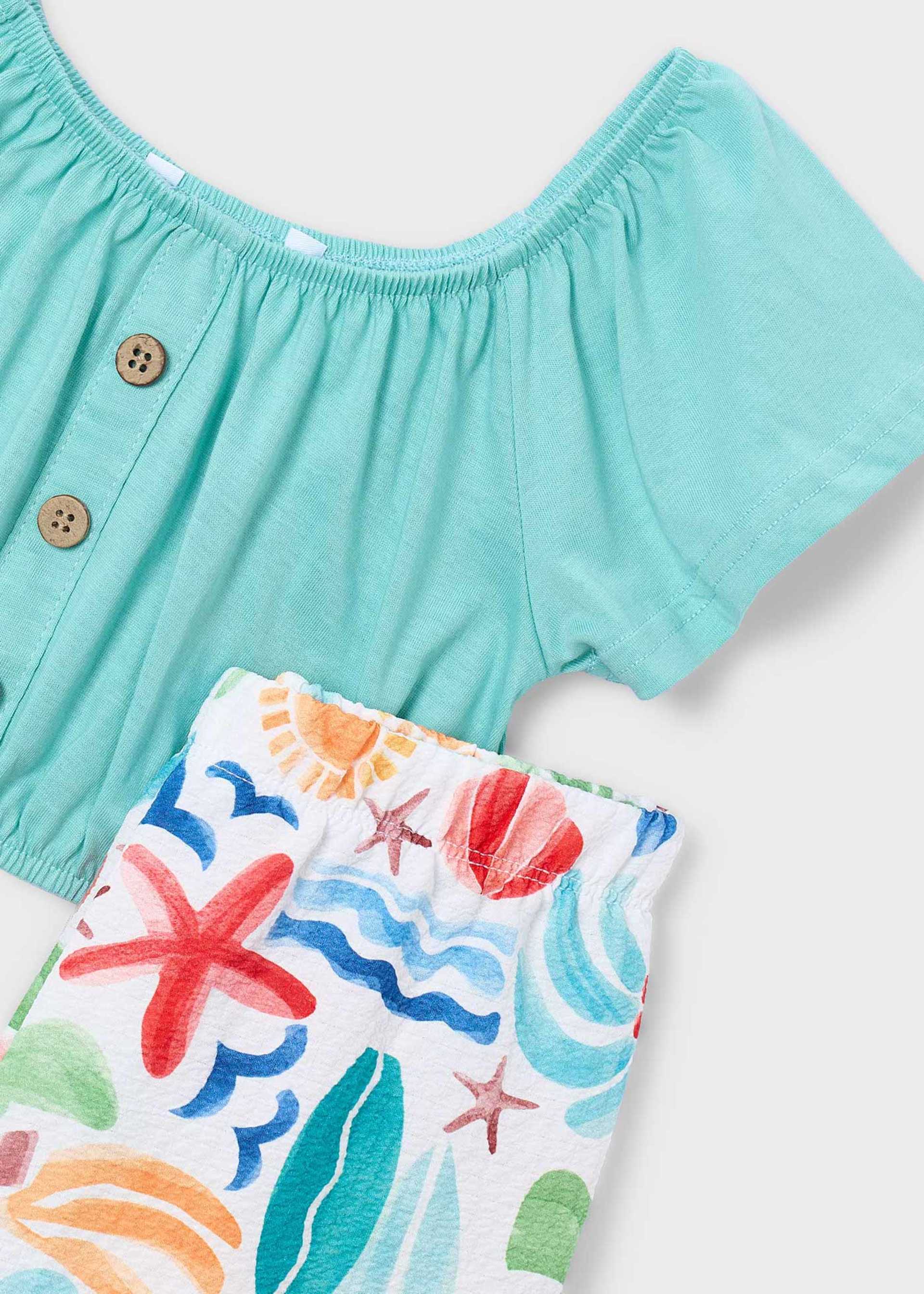 Conjunto calças estampado e top menina