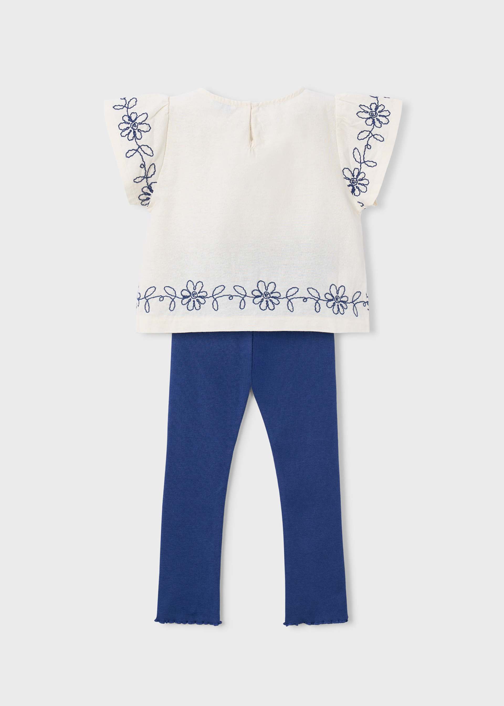 Set Leggings und T-Shirt mit bestickten Blumen Mädchen
