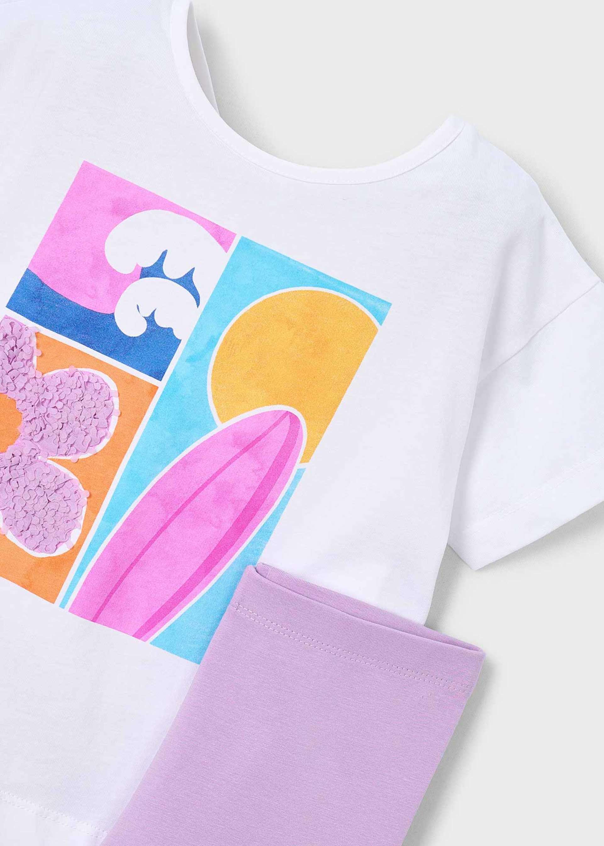 Girl's cropped leggings and T-shirt set