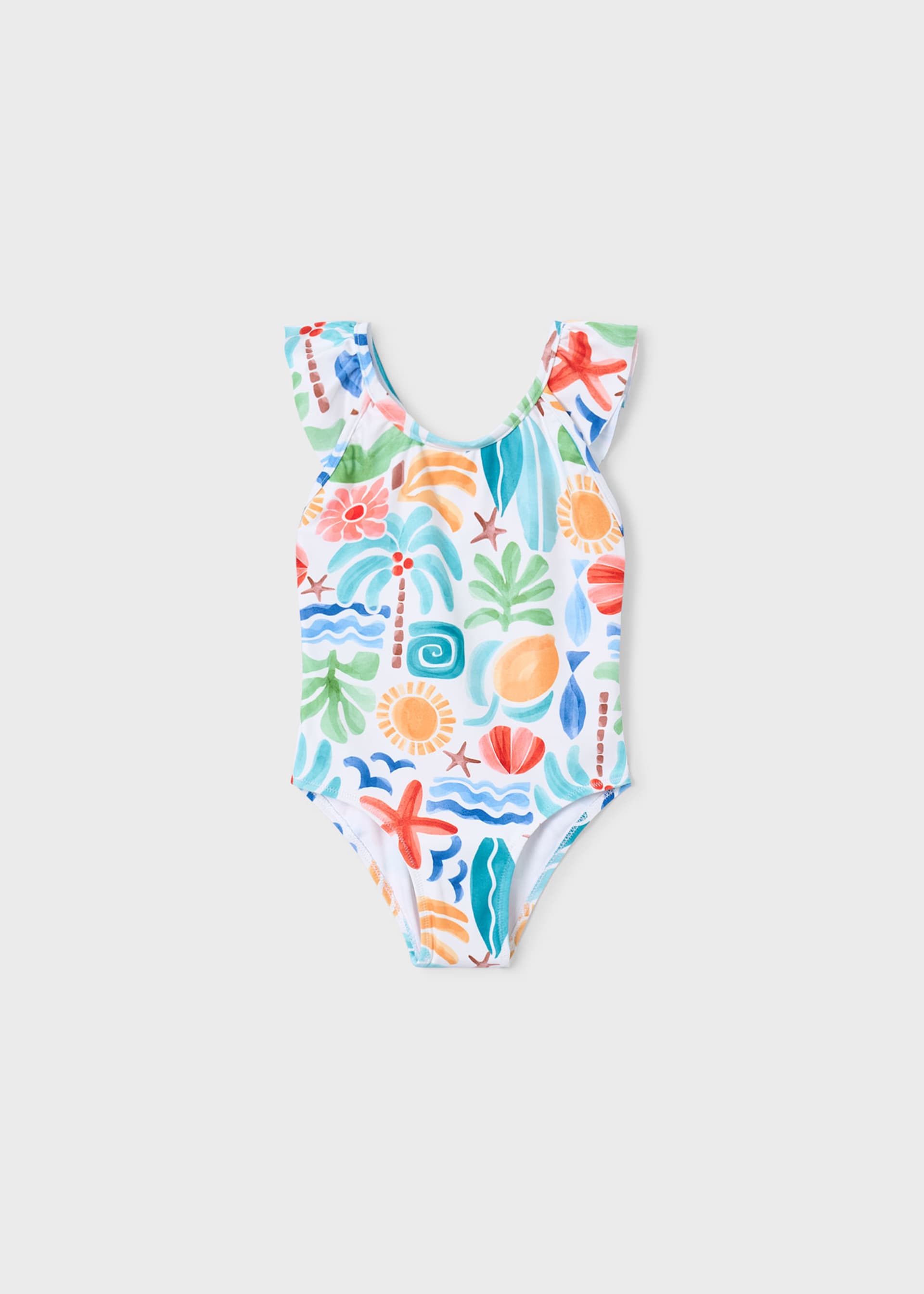 Girl Ruffled Printed Swimsuit