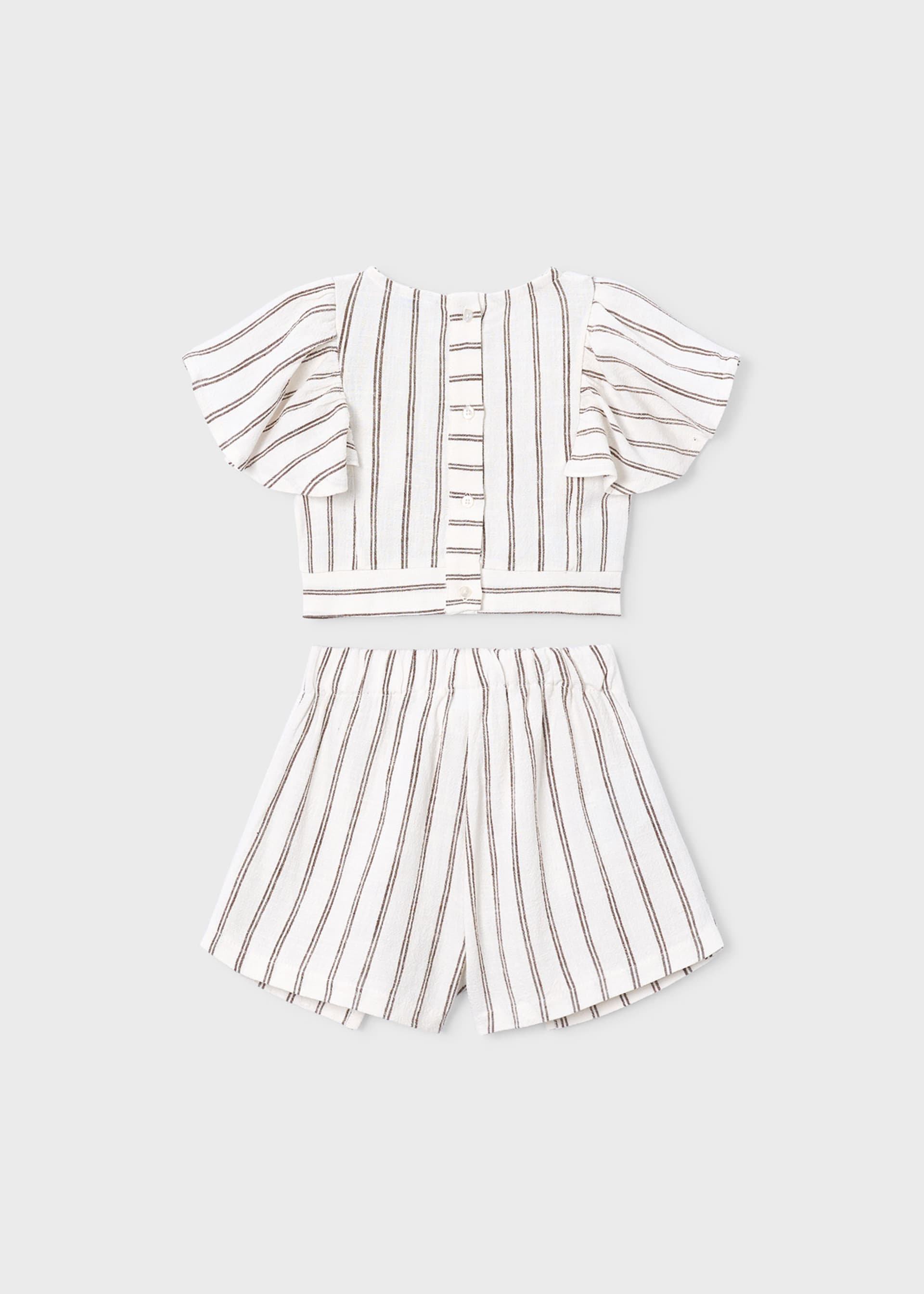 Girls' striped skirt and blouse set