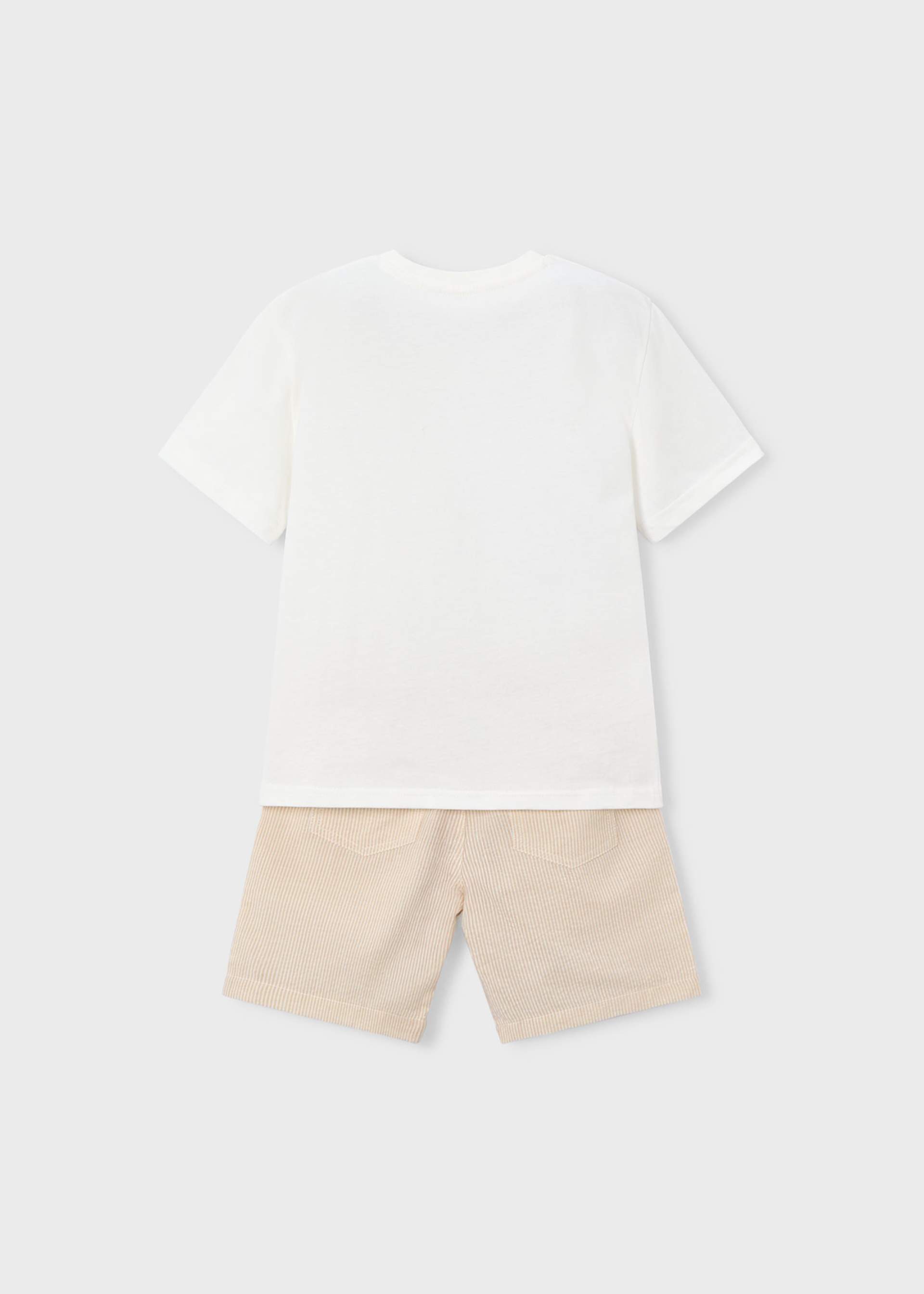 Set cu bermude si tricou cu broderie baiat