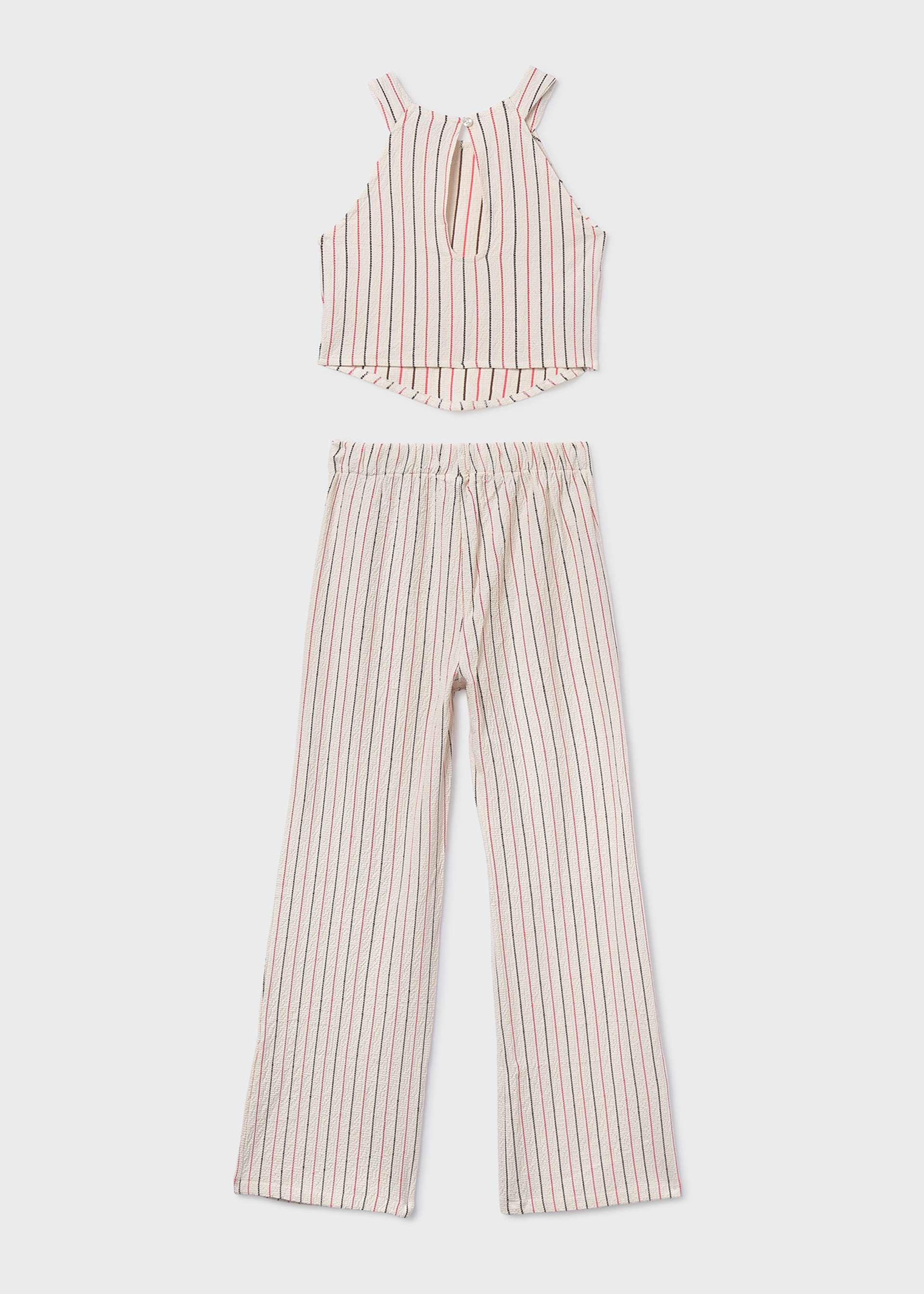 Conjunto pantalón largo y top rayas chica