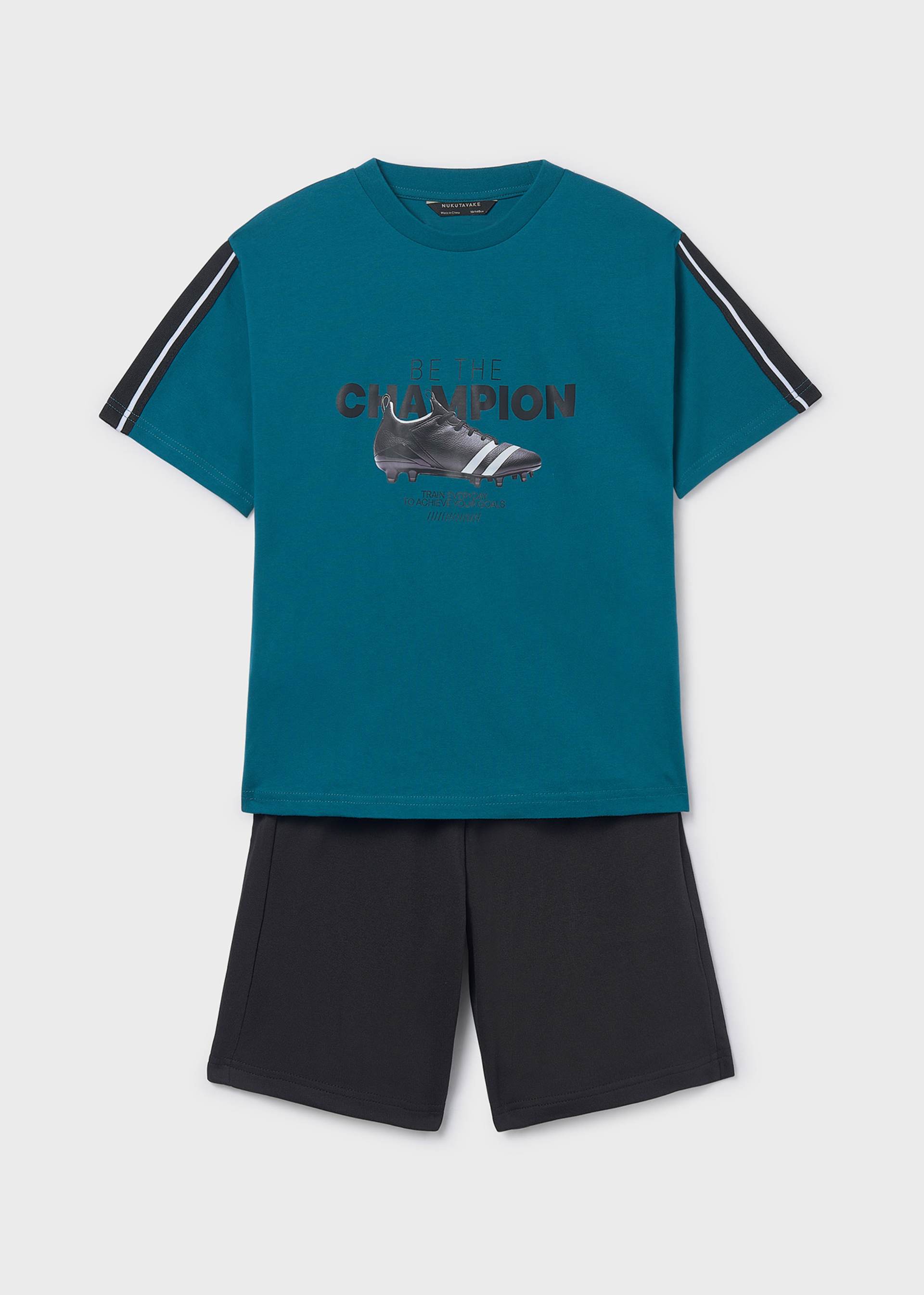 Boys' Bermuda shorts and football boot T-shirt set