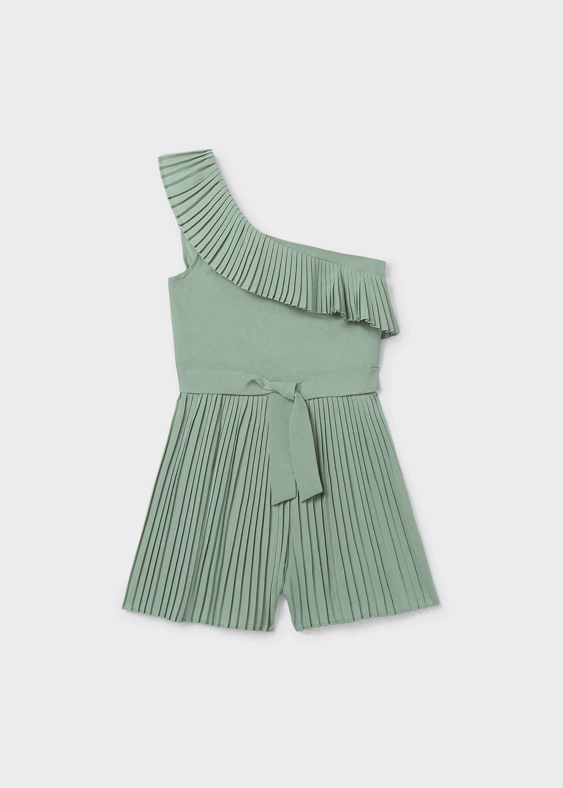 Girls' pleated short jumpsuit