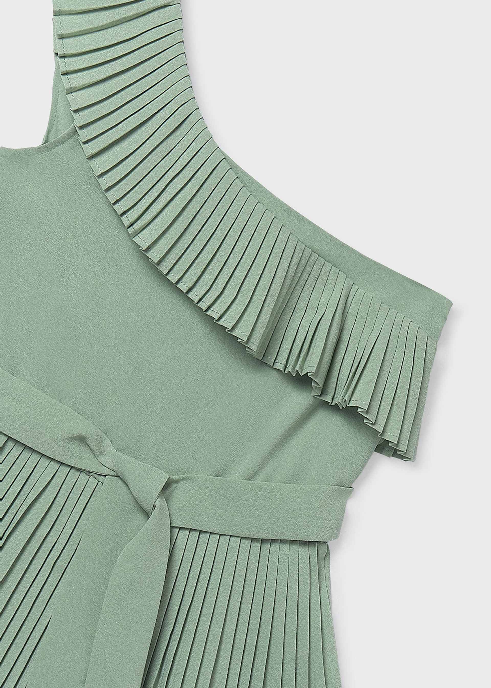 Girls' pleated short jumpsuit