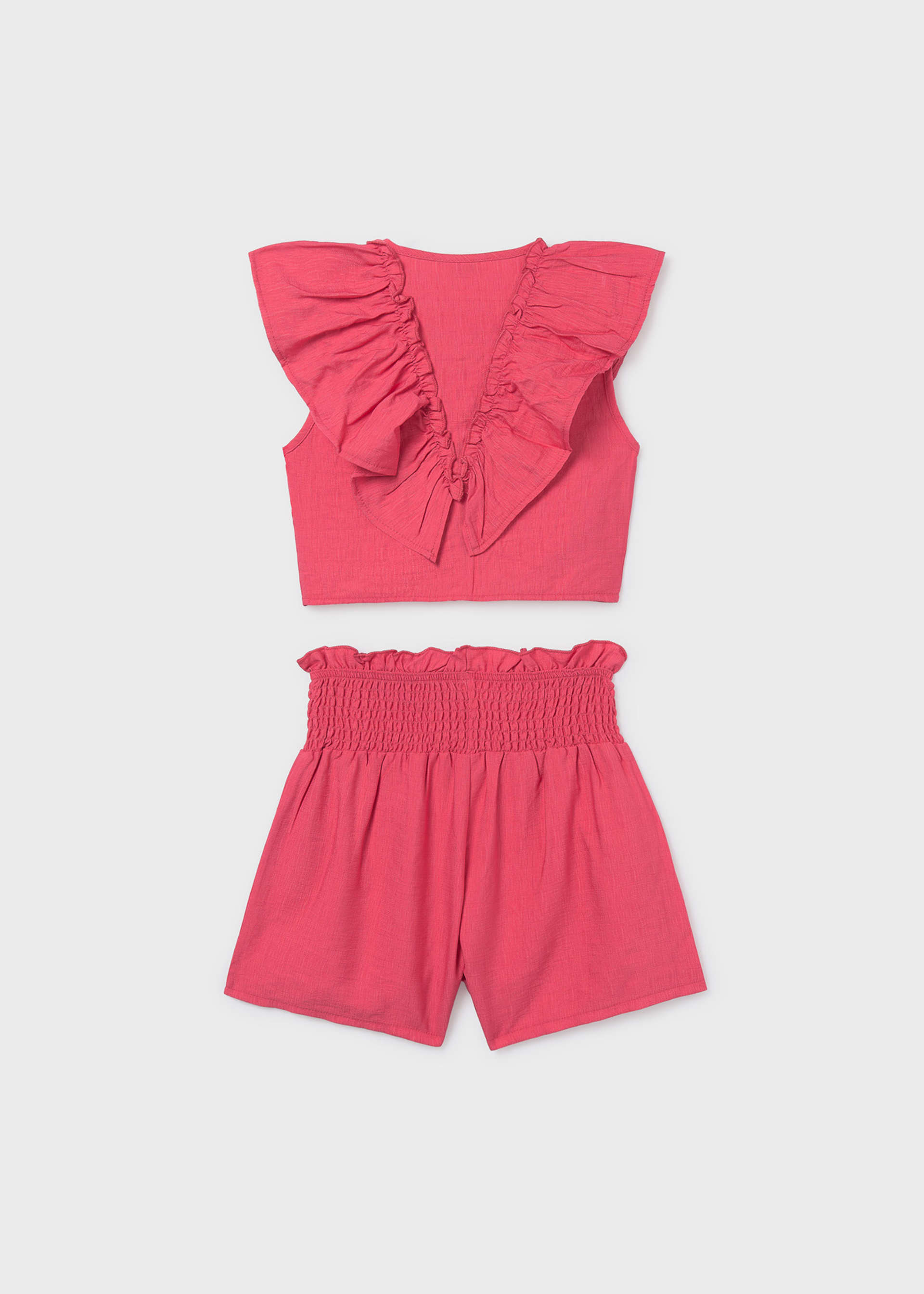 Girls' shorts and ruffled top set