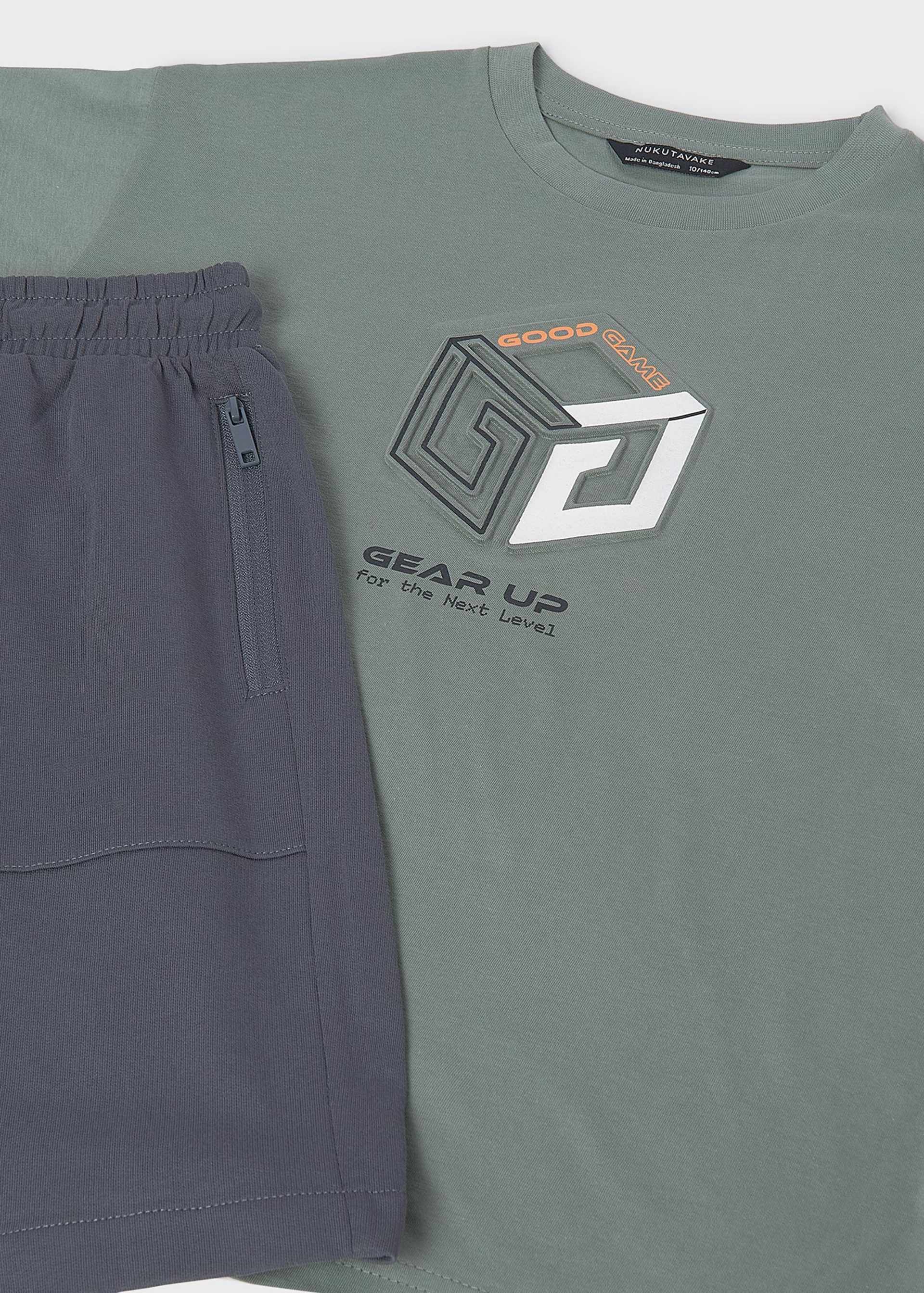 Boy Shorts and Embossed T-shirt Set