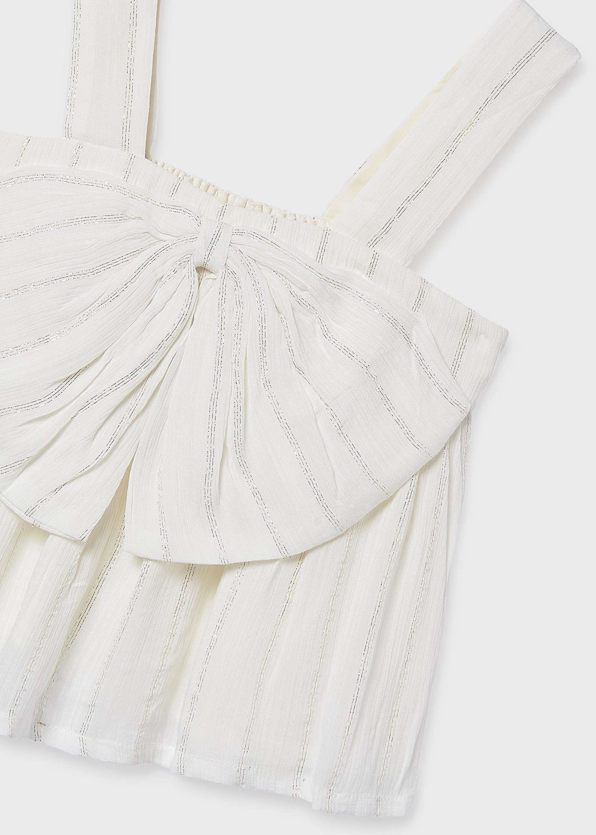Metallic thread top with bow for girls
