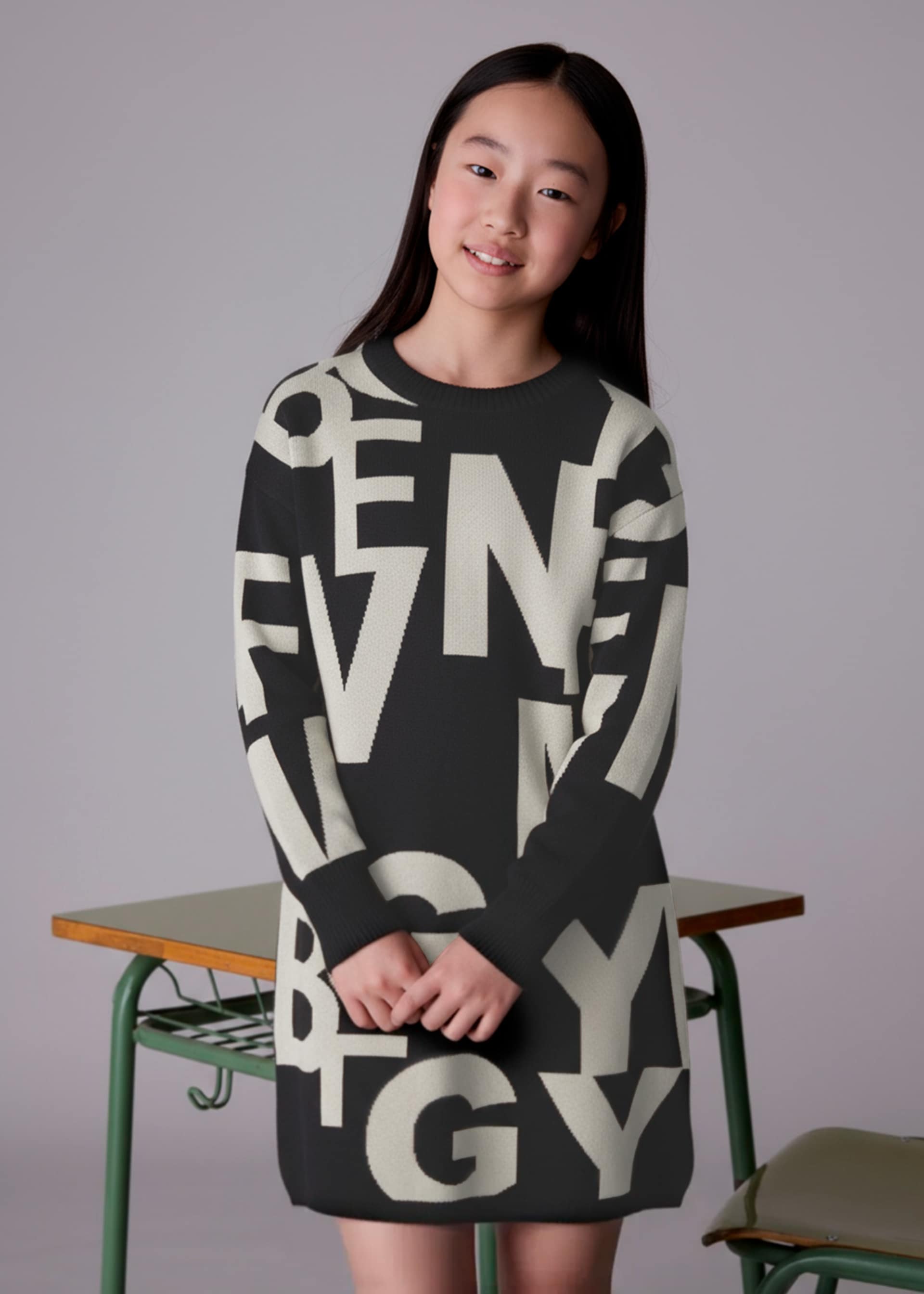 Jacquard Kleid Buchstaben Teenager Mädchen
