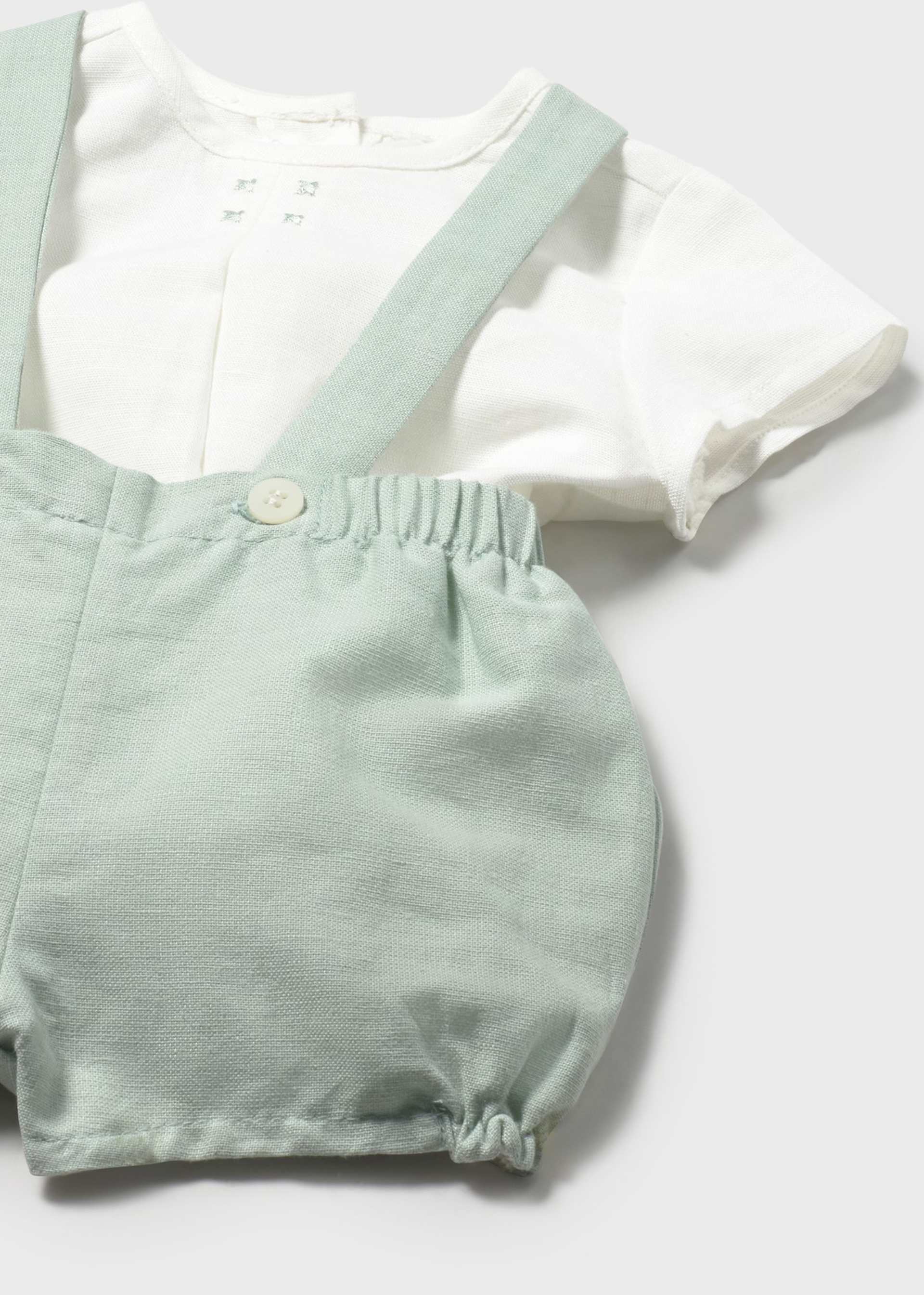 Newborn Boy Shorts with Suspenders and Shirt Set