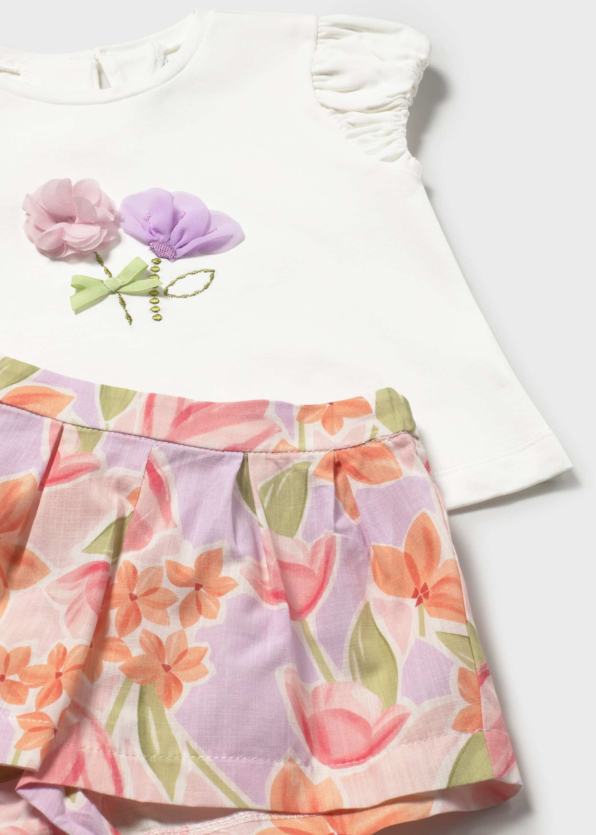 Conjunto bermuda flores y playera bebé